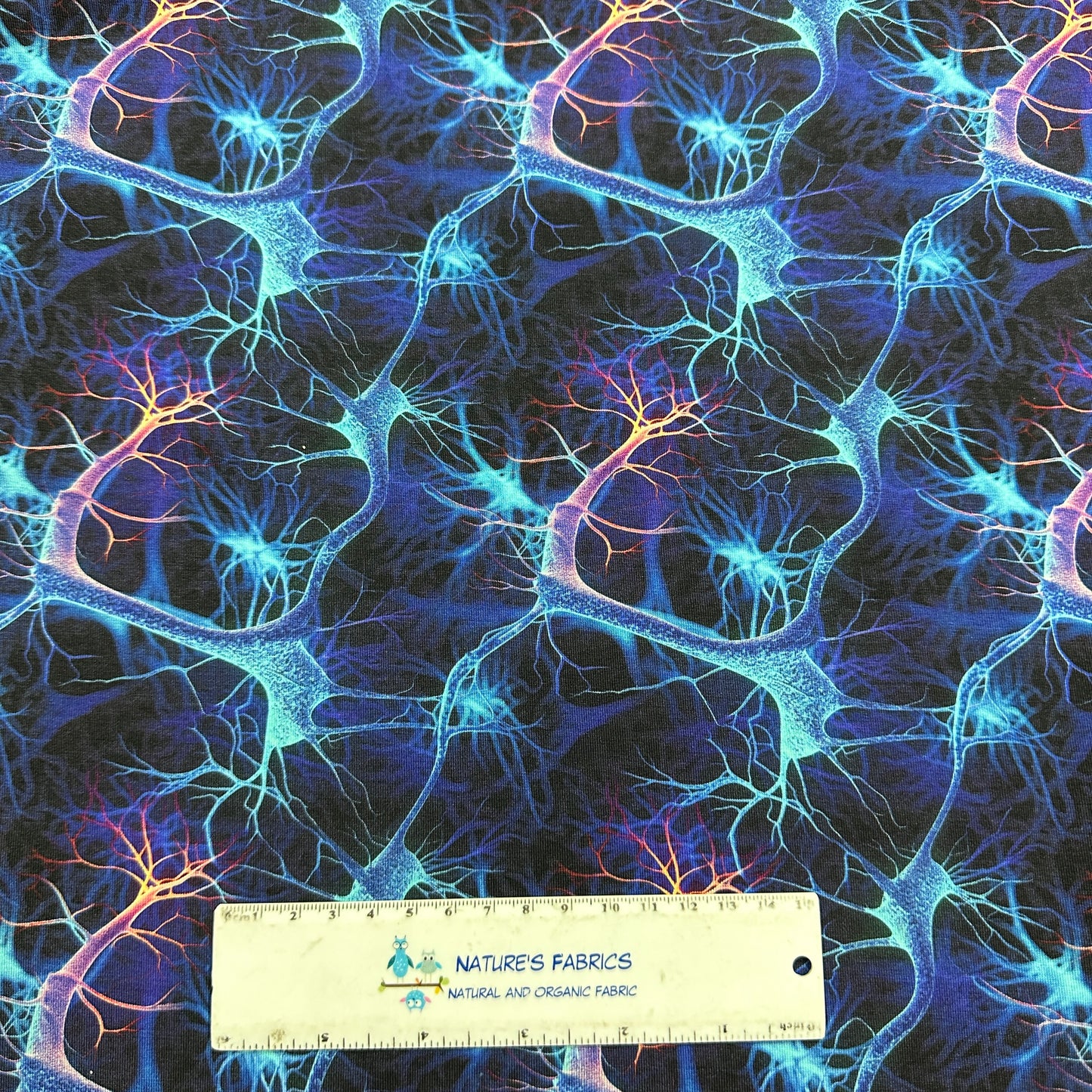 Microscopic Brain Neurons on Bamboo/Spandex Jersey Fabric