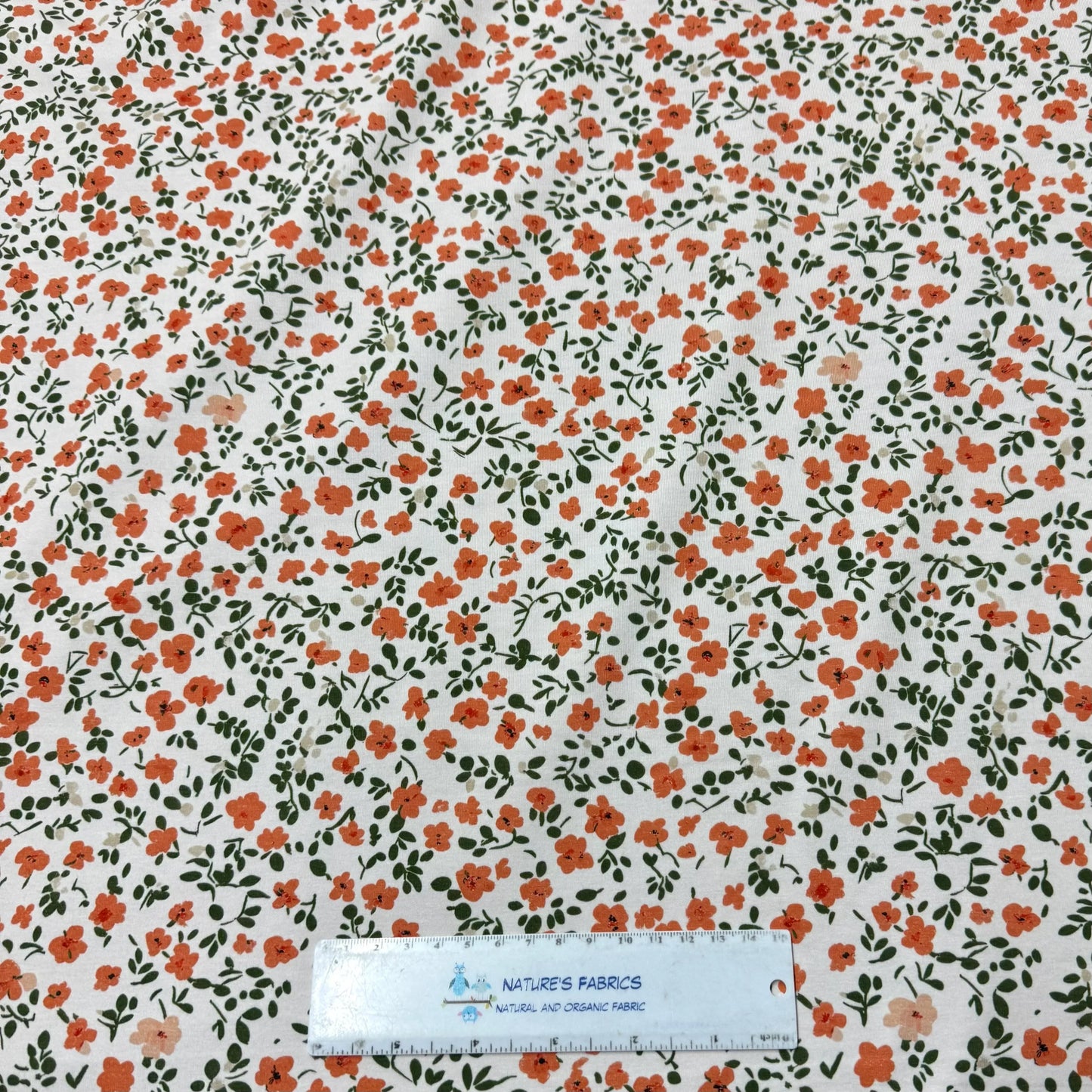 Vintage Floral on Cream Bamboo/Spandex Jersey Fabric