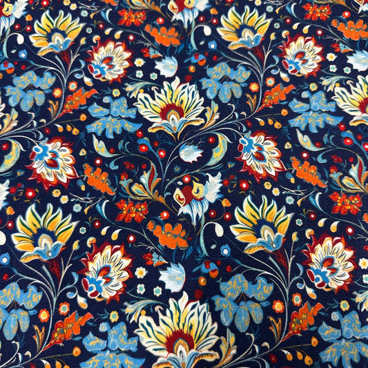 Persian Flowers on Bamboo/Spandex Jersey Fabric