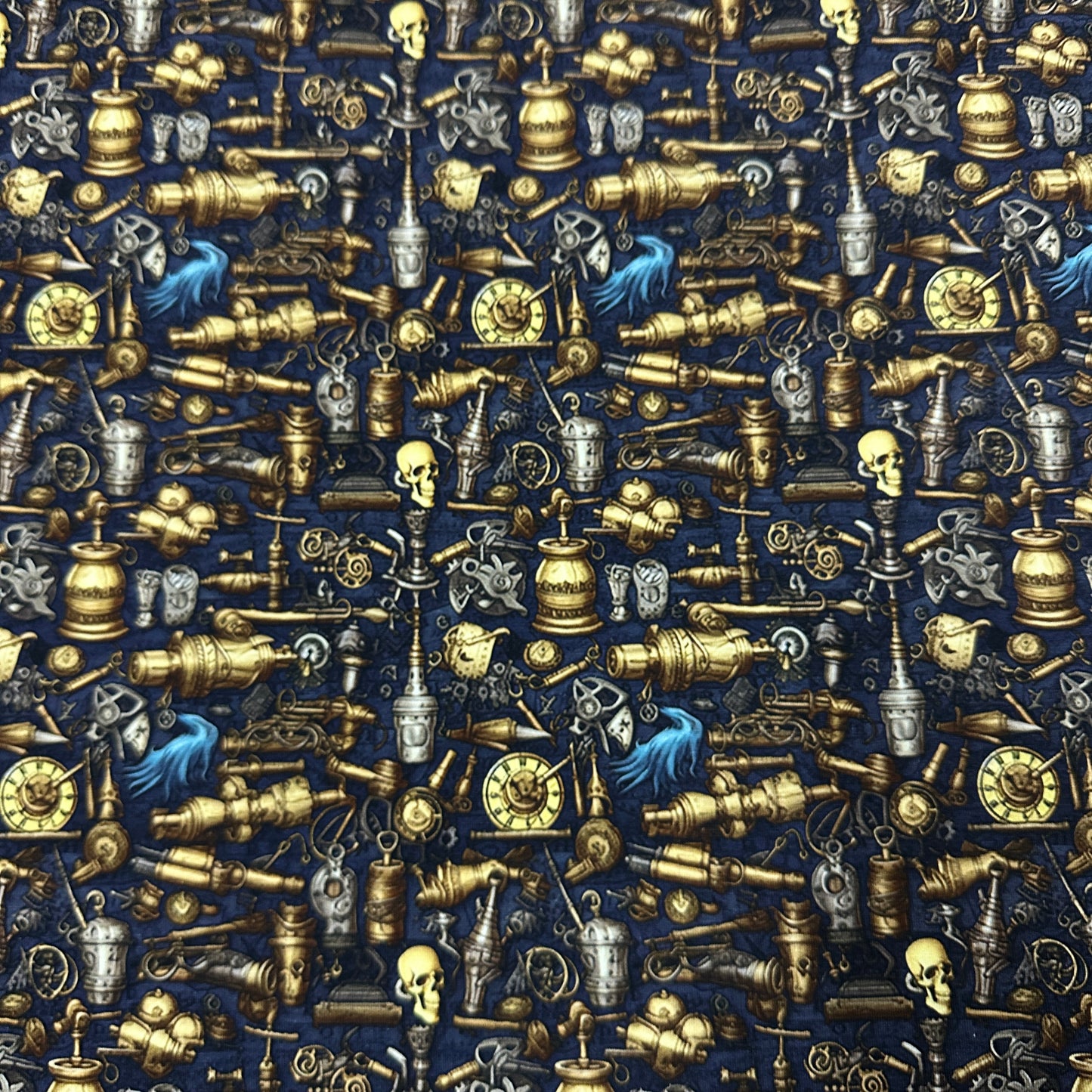 Pirate Weapons on Organic Cotton/Spandex Jersey Fabric