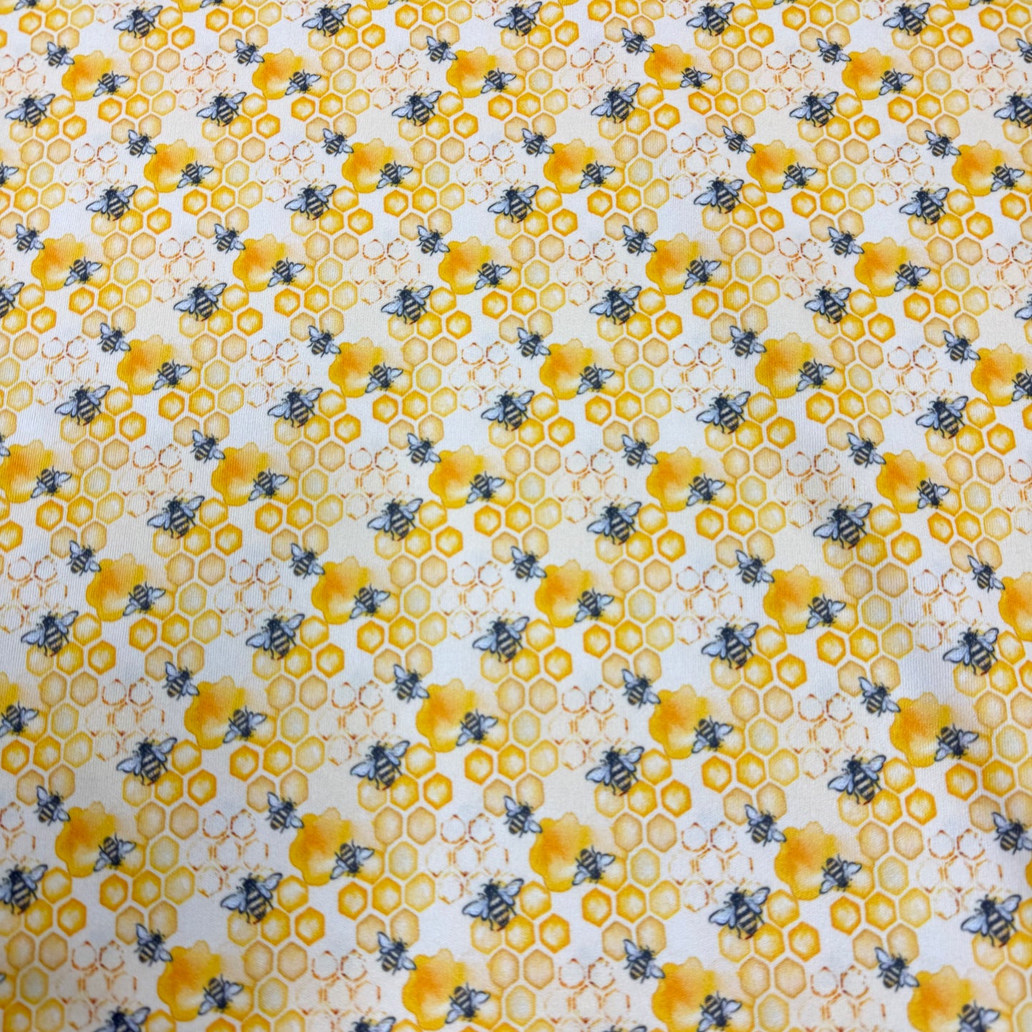 Bees on Honeycomb 1 mil PUL Fabric - Made in the USA
