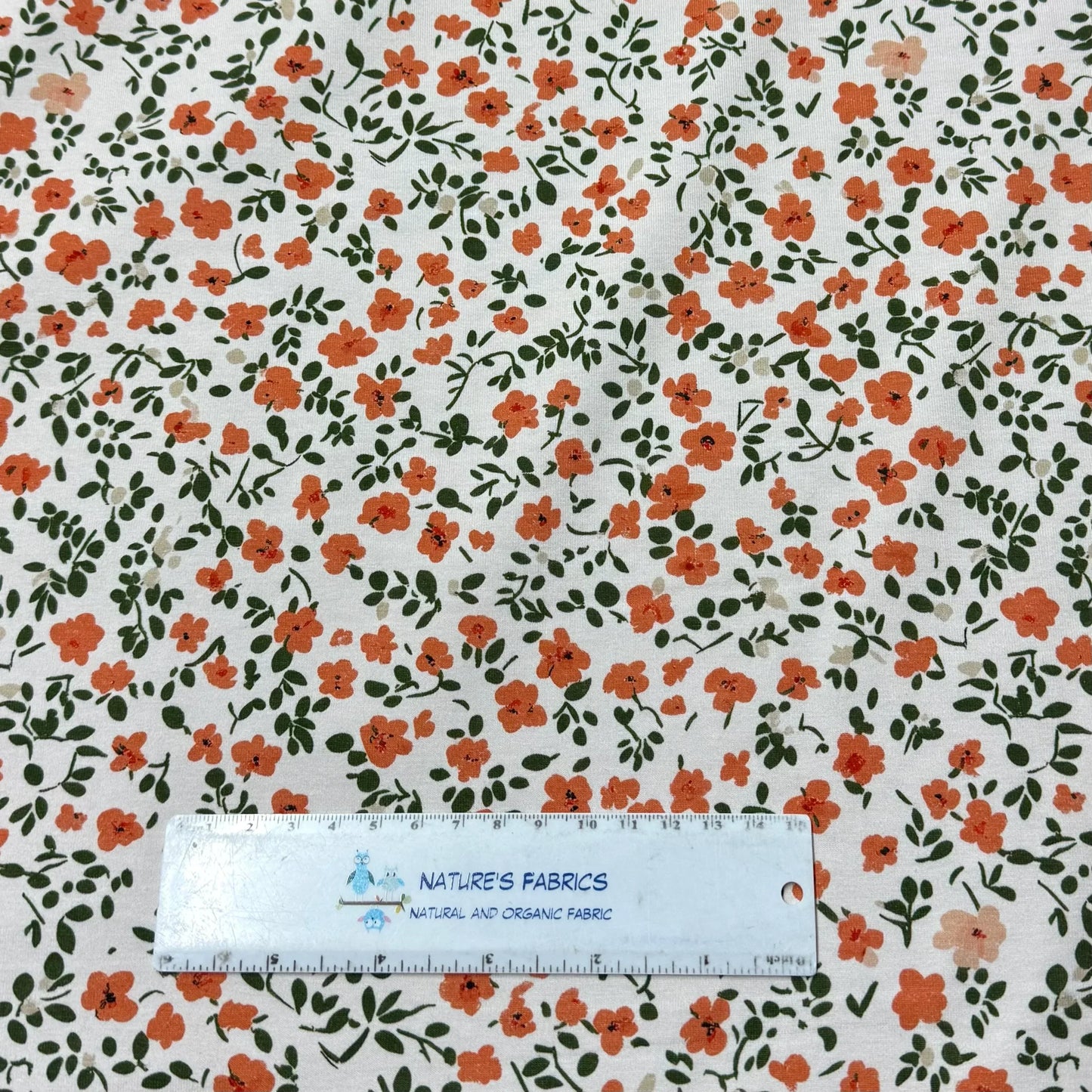 Vintage Floral on Cream Bamboo/Spandex Jersey Fabric