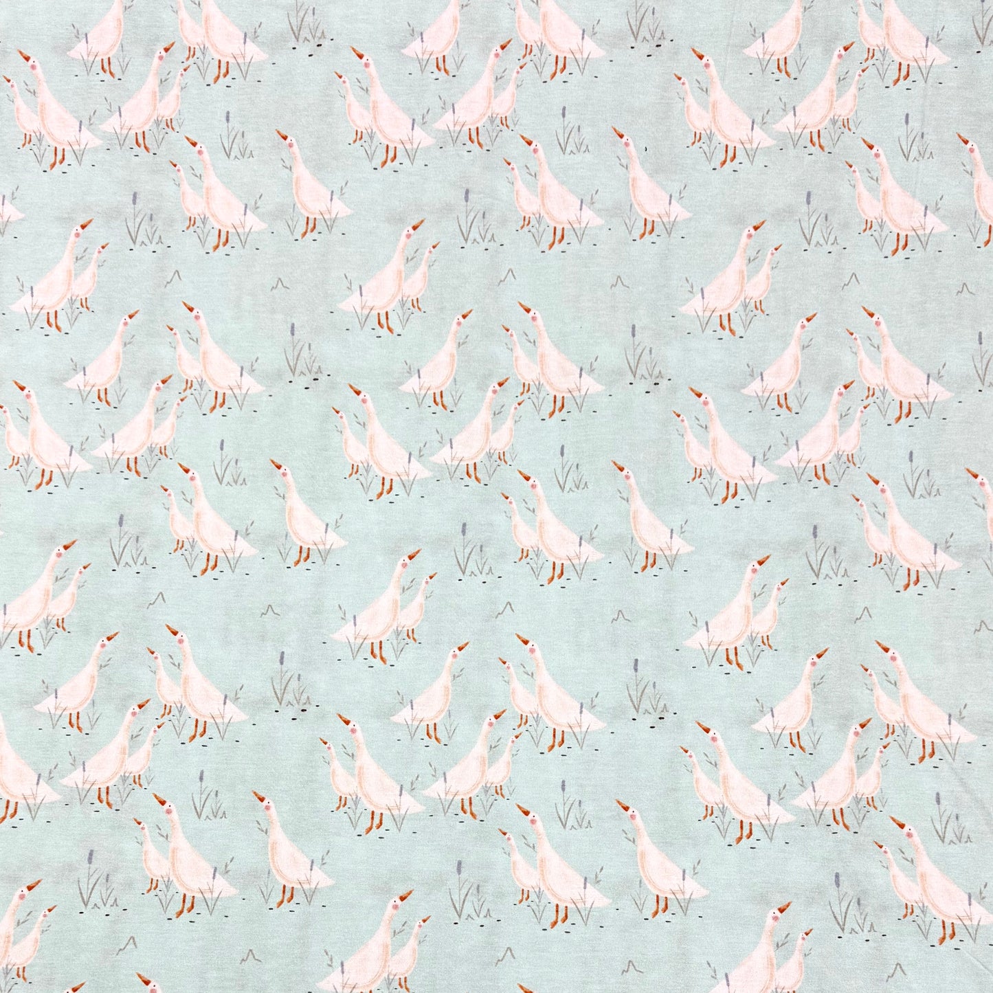 Geese in the Garden on Organic Cotton Stretch French Terry Fabric