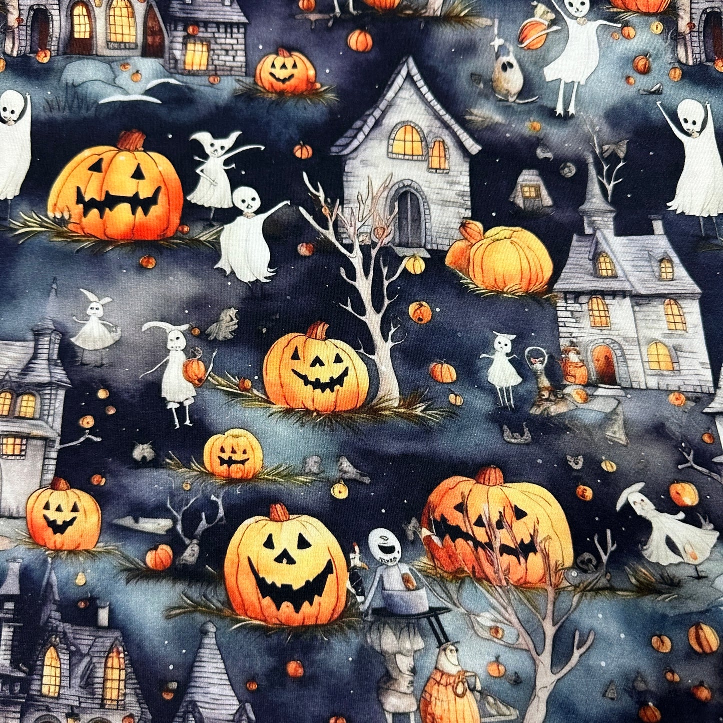 Halloween Town on Bamboo/Spandex Jersey Fabric