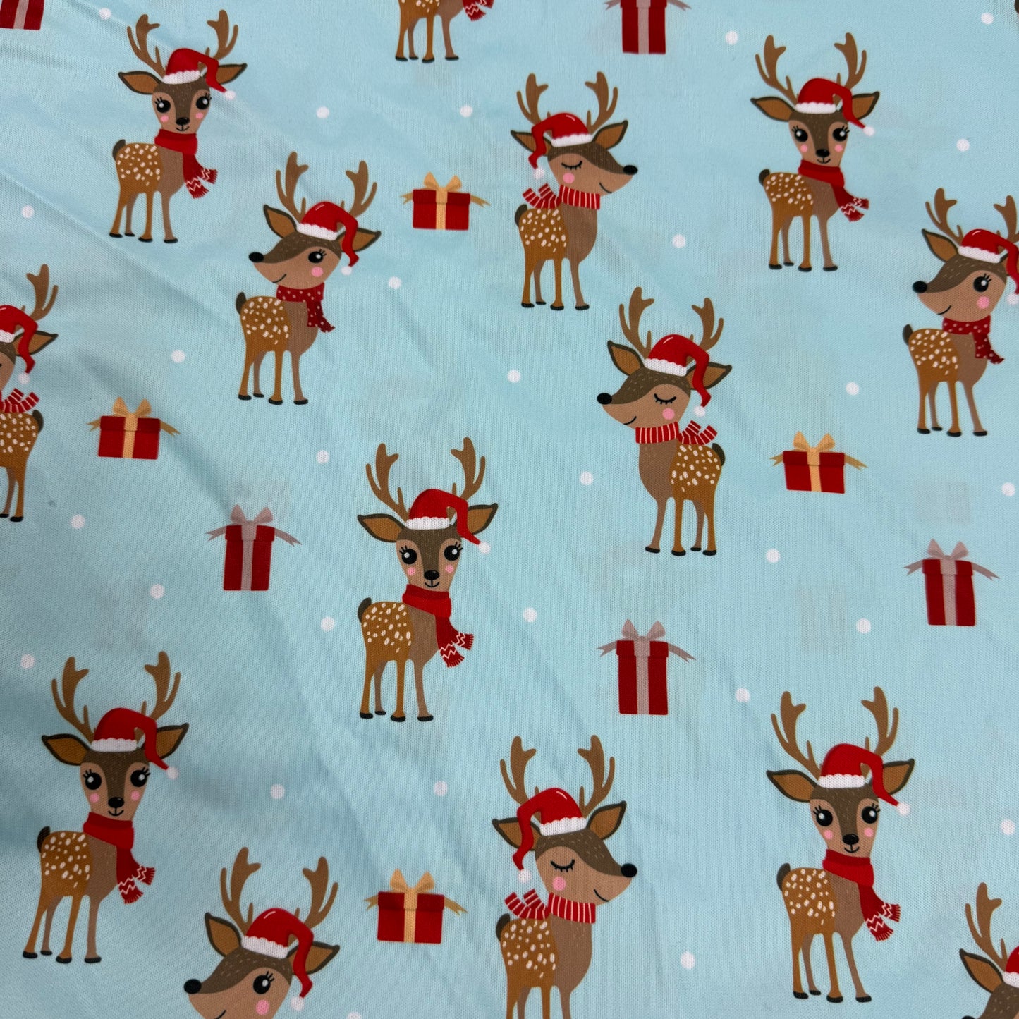 Reindeer on Blue 1 mil PUL Fabric - Made in China- Seconds