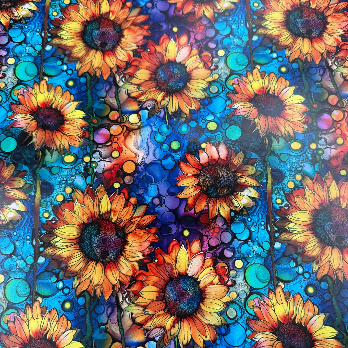 Sunflower Alcohol Ink on Smooth Vinyl Fabric
