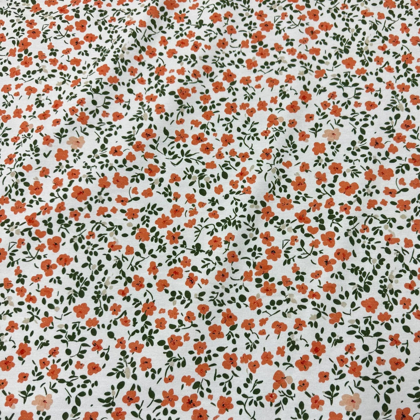 Vintage Floral on Cream Bamboo/Spandex Jersey Fabric