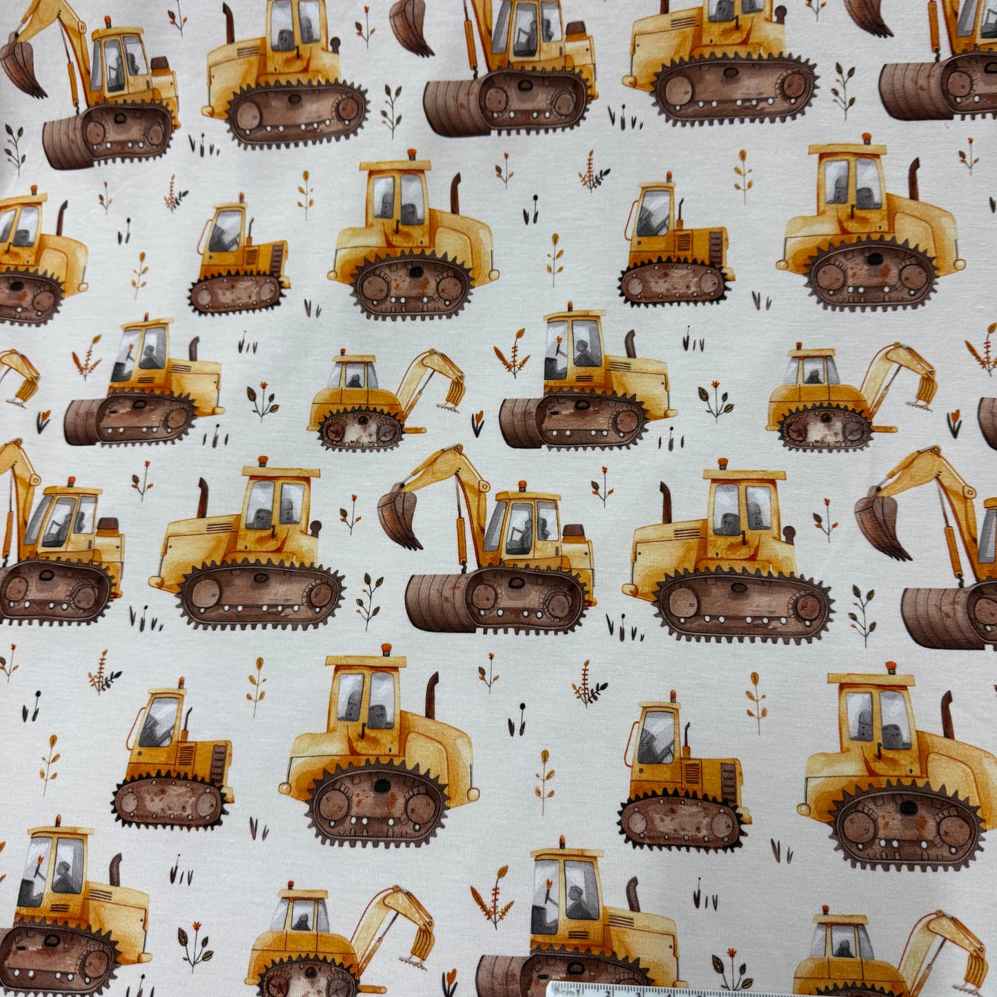 Construction Equipment on Bamboo/Spandex Jersey Fabric