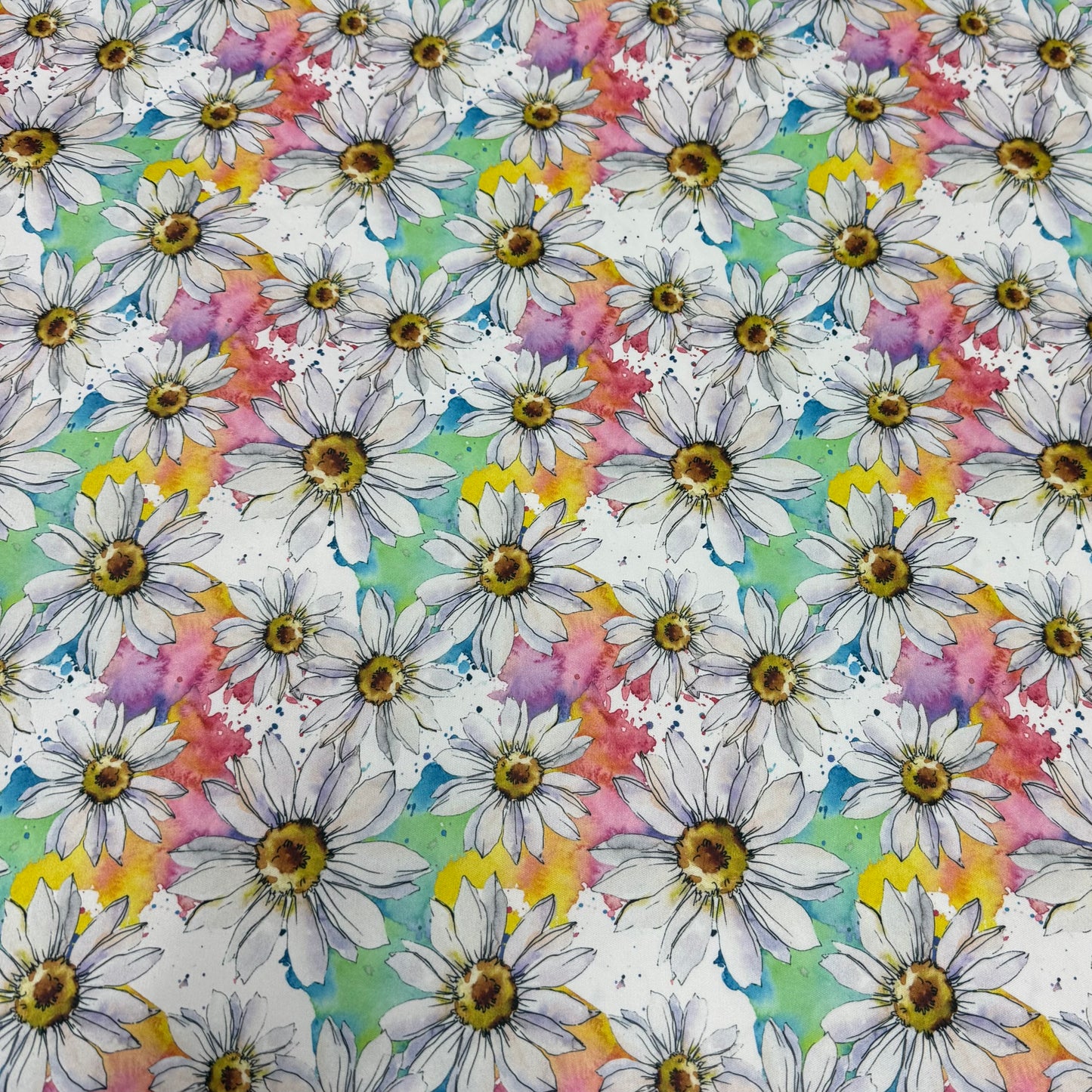 Watercolor Daisies 1 mil PUL Fabric - Made in the USA