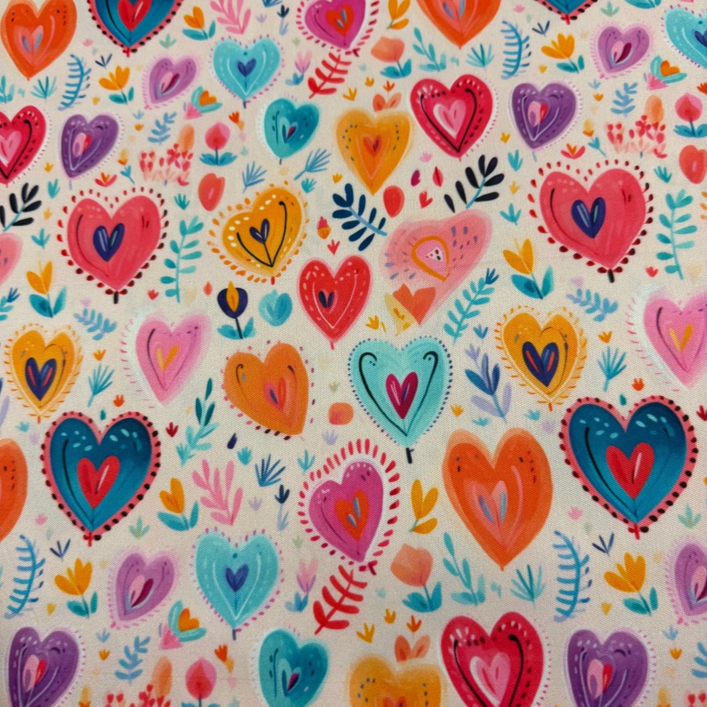 Folk Art Hearts 1 mil PUL Fabric - Made in the USA