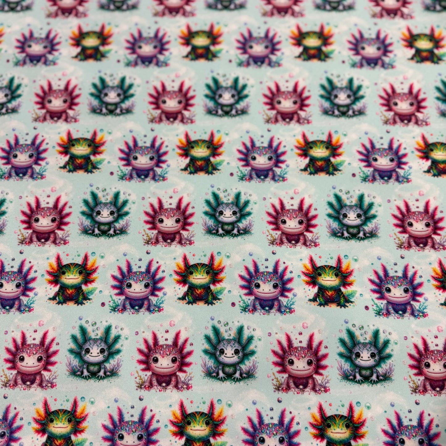 Rhinestone Axolotls 1 mil PUL Fabric - Made in the USA