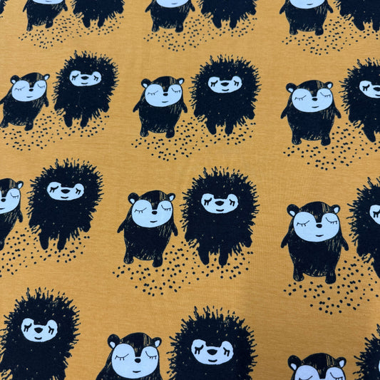 Siiri and Myyri on Ochre Organic Cotton/Spandex Jersey Fabric