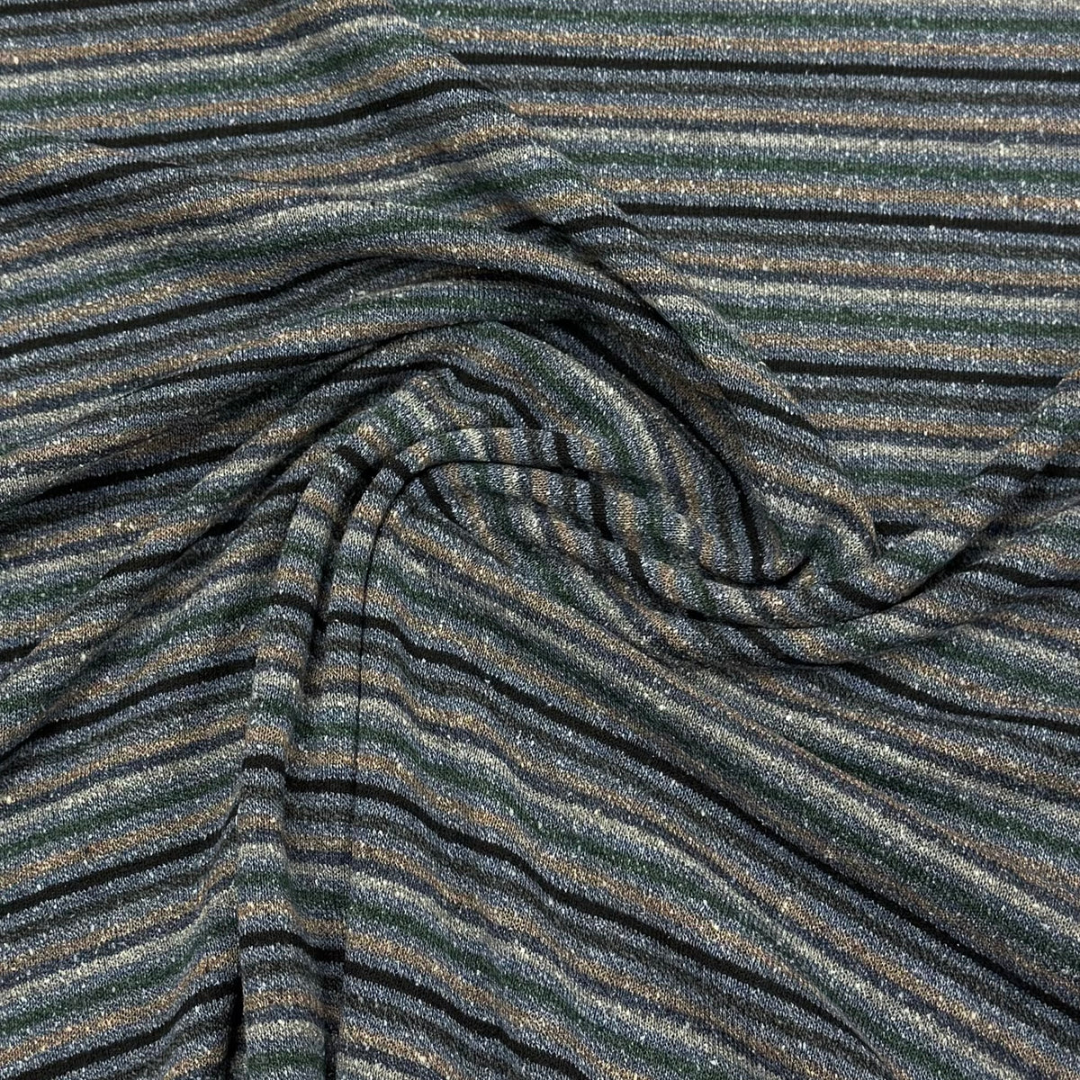 Shades of Blue Stripe Merino Wool Silk Jersey Fabric