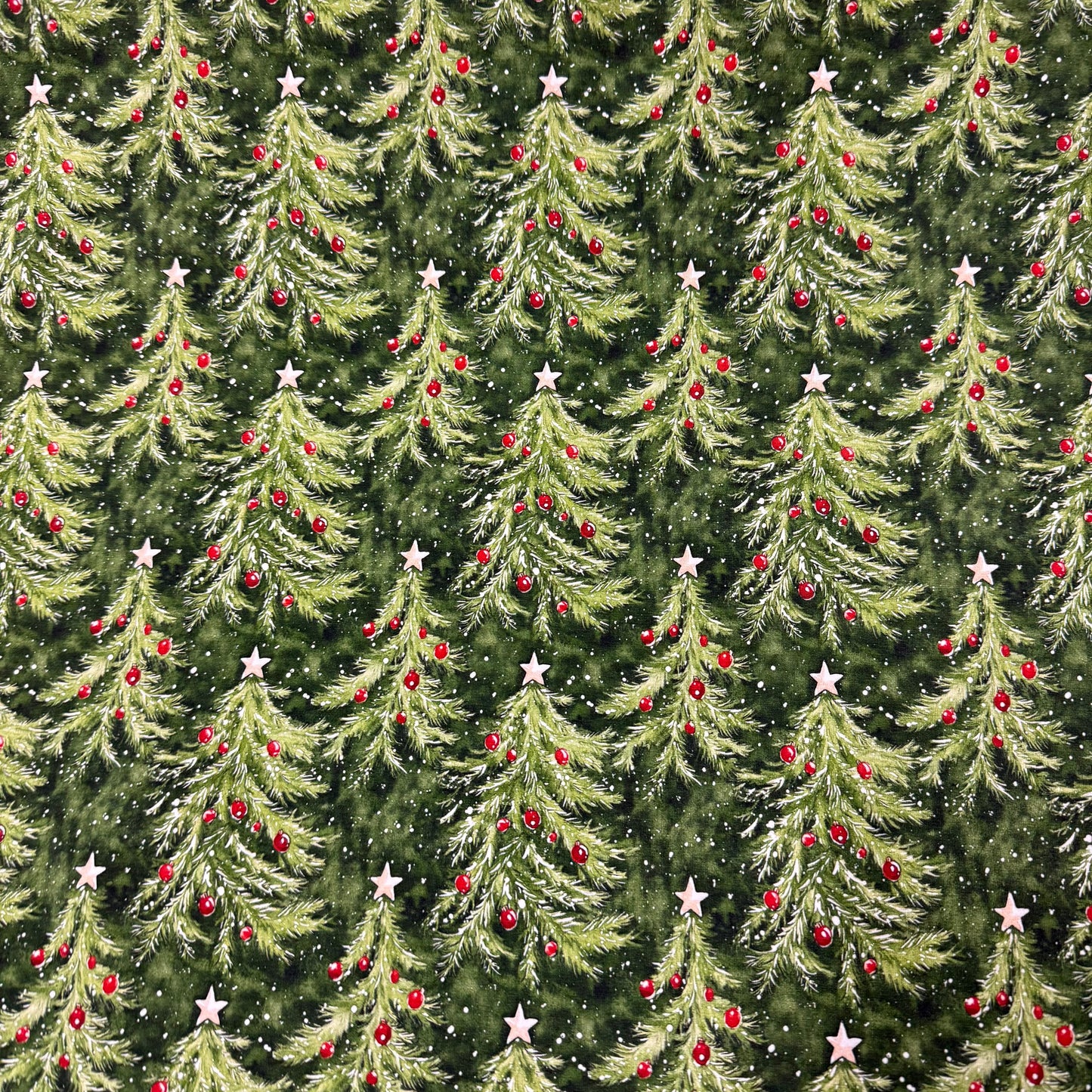 Christmas Trees on Green Bamboo/Spandex Jersey Fabric