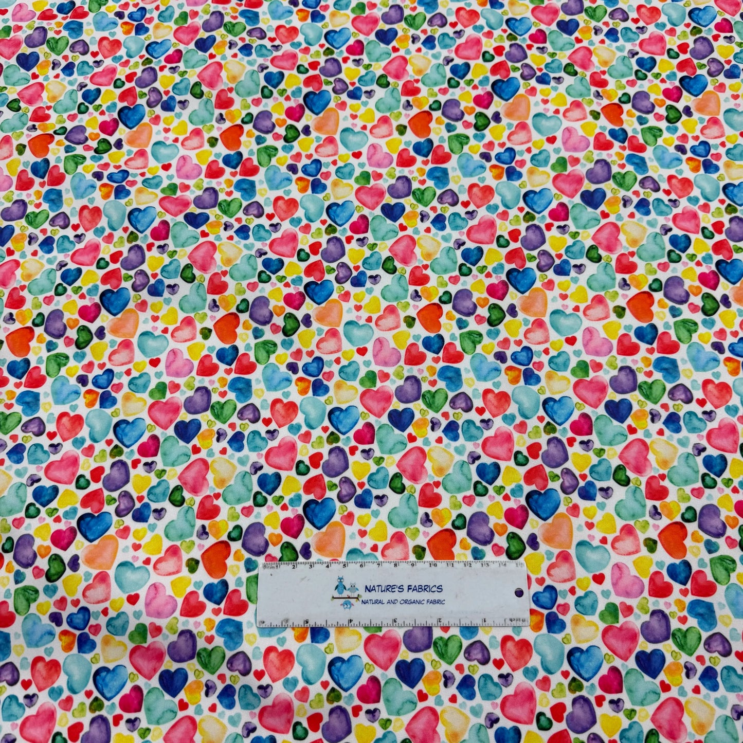 Rainbow Heart Toss 1 mil PUL Fabric - Made in the USA