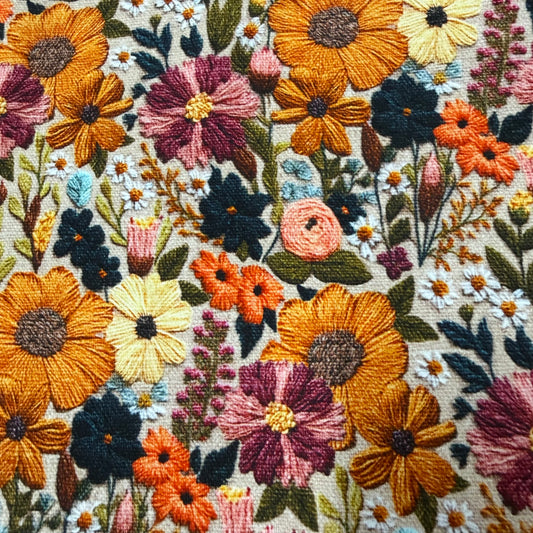 Floral Embroidery on Bamboo/Spandex Jersey Fabric