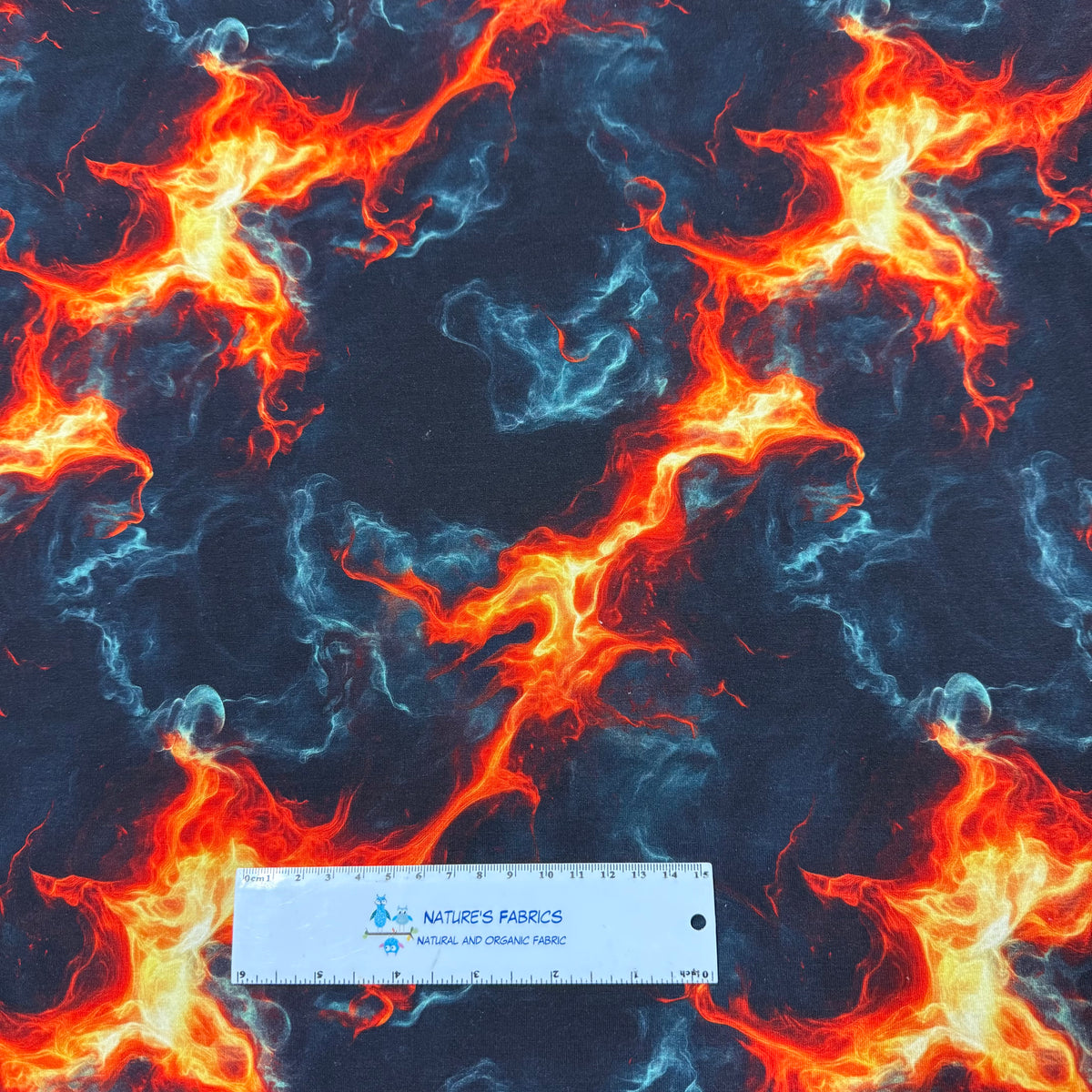 Orange and Black Smoke Bamboo/Spandex Jersey Fabric
