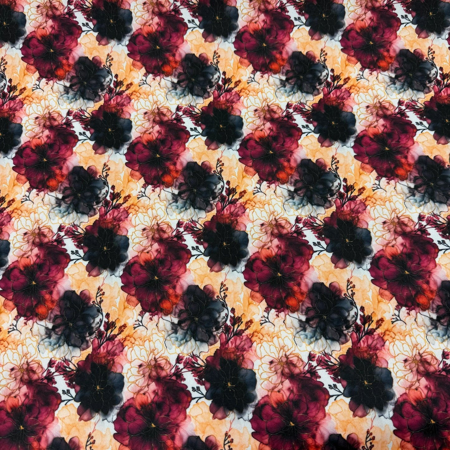 Autumn Watercolor Flowers 1 mil PUL Fabric - Made in the USA
