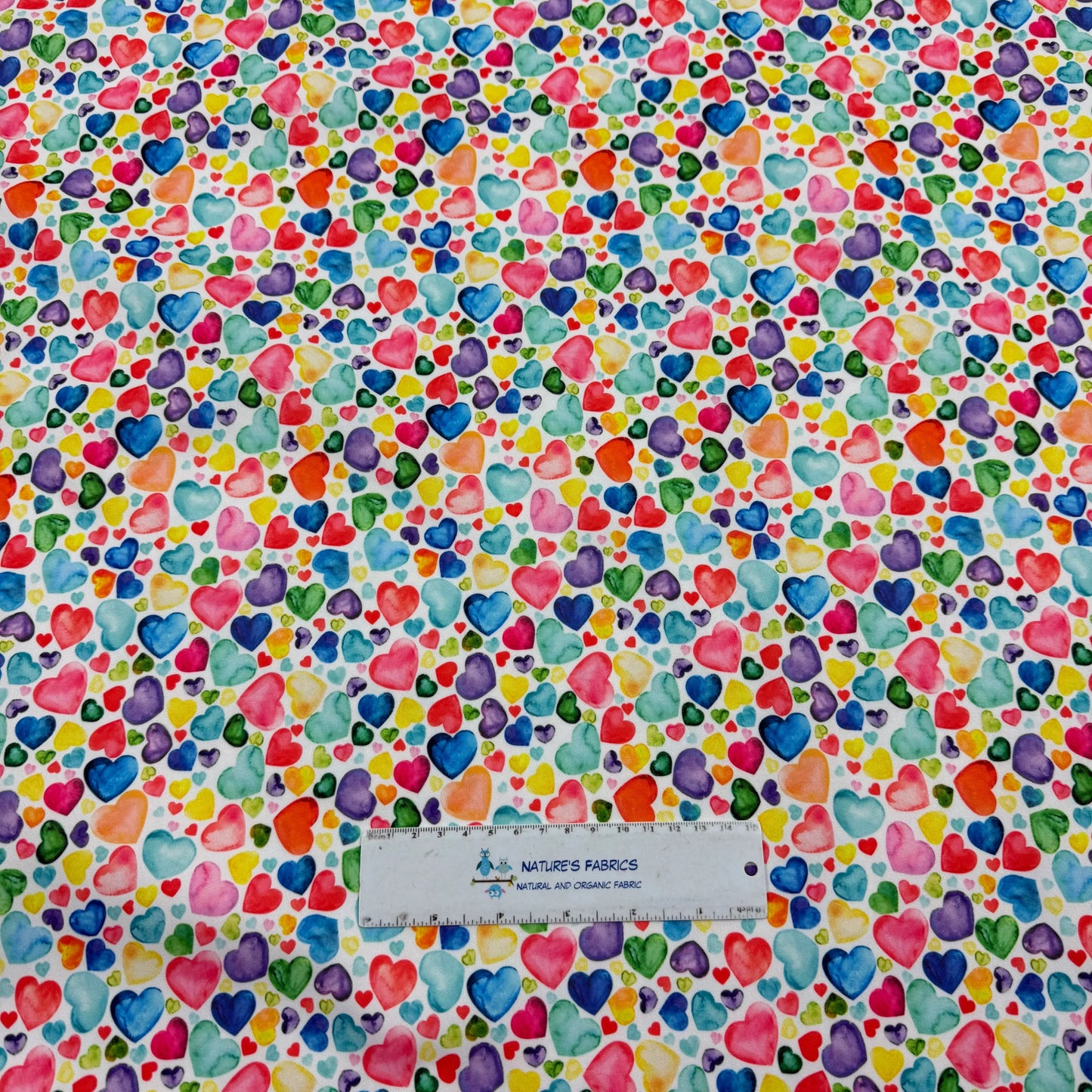 Rainbow Heart Toss 1 mil PUL Fabric - Made in the USA