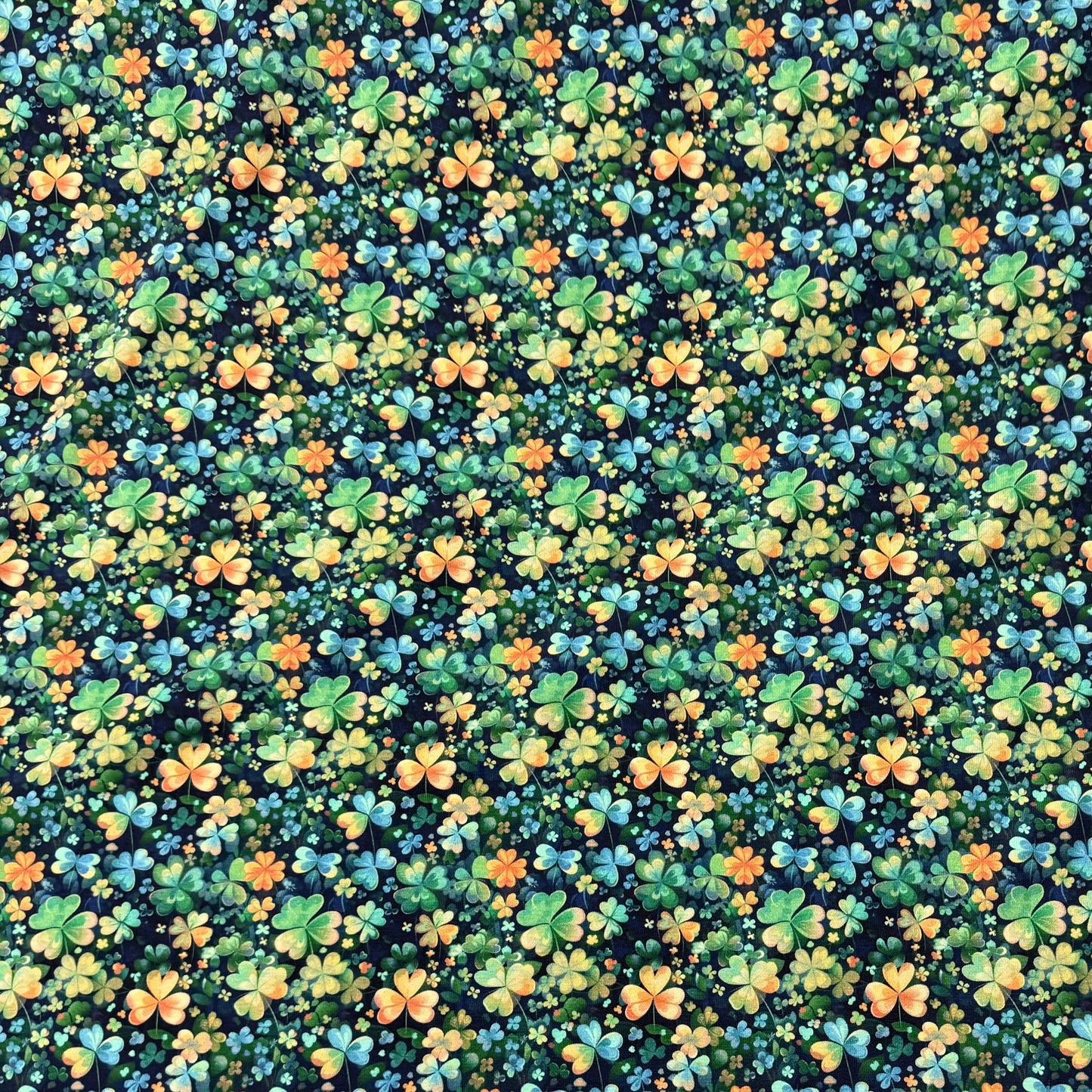 Multicolor Shamrocks on Bamboo/Spandex Jersey Fabric