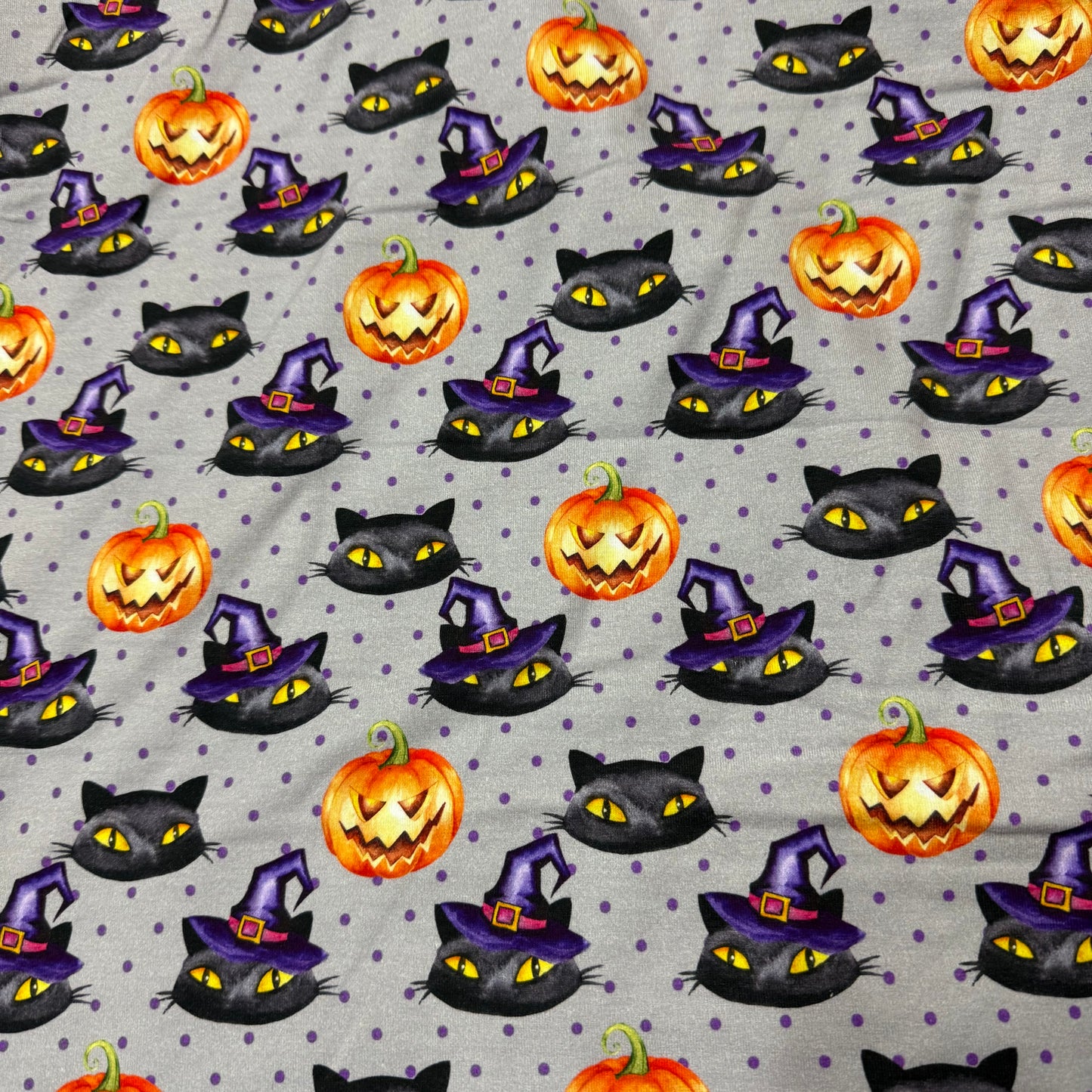 Halloween Cats Organic Cotton/Spandex Jersey Fabric