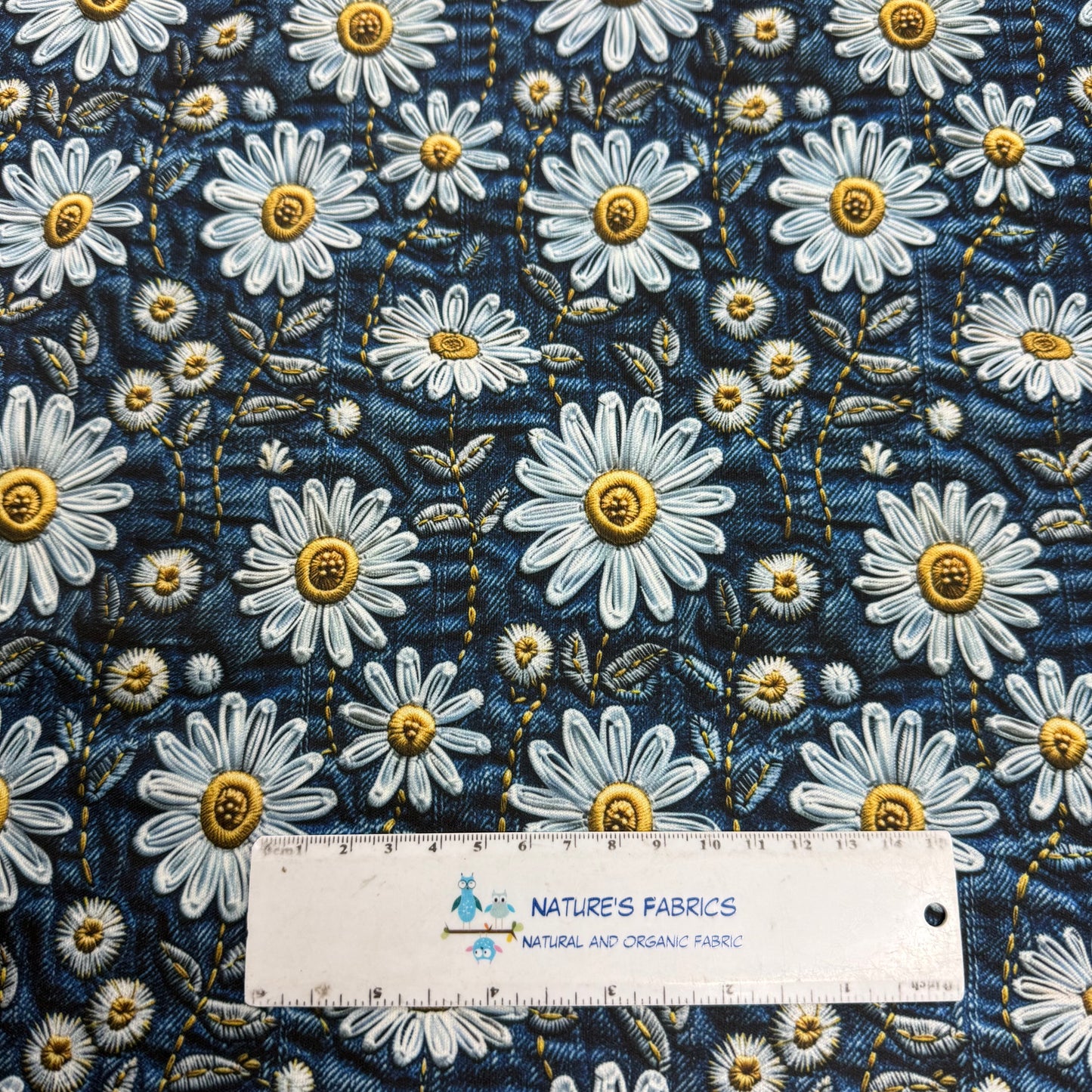 Embroidered Daisy Jeans 1 mil PUL Fabric - Made in the USA