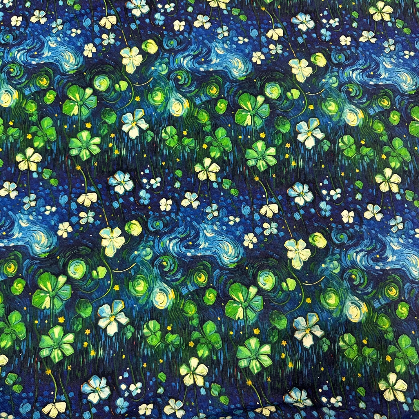 Starry Clover on Bamboo/Spandex Jersey Fabric