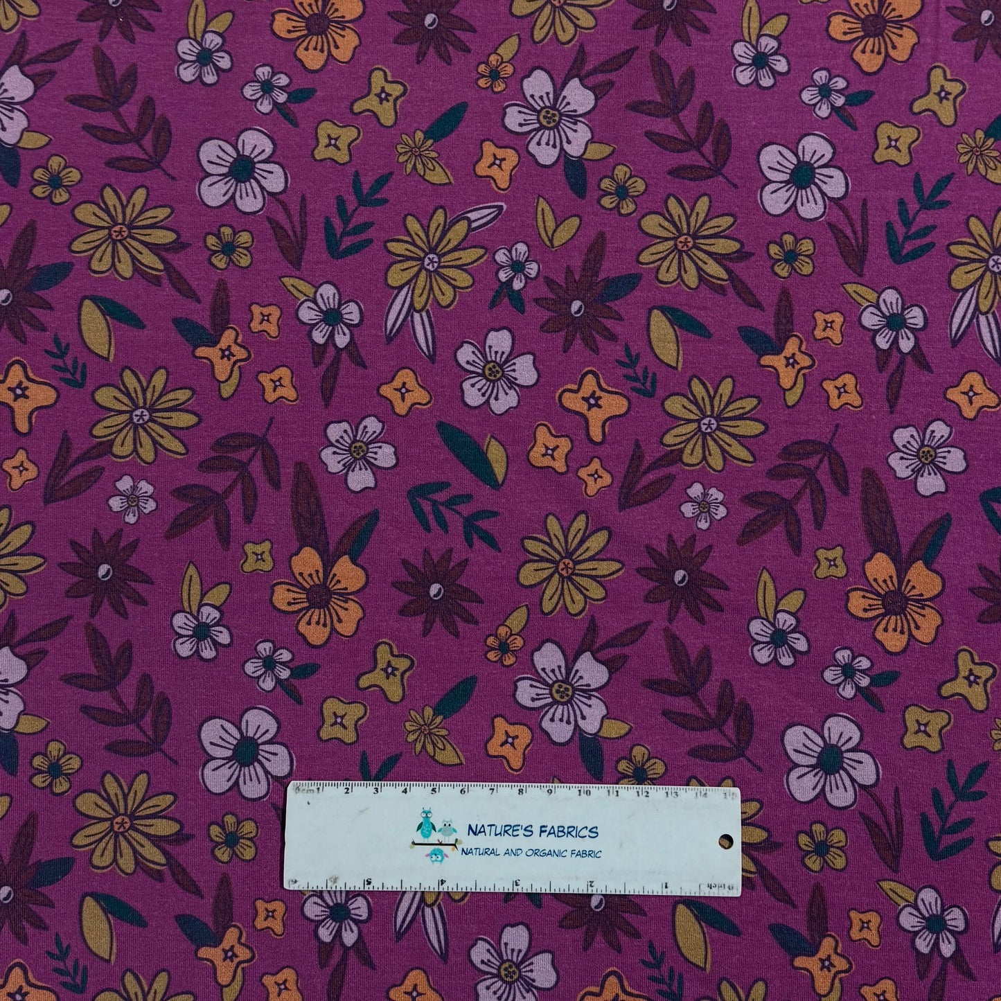 Lime Flowers on Rose Bamboo/Spandex Jersey Fabric - Printed in the USA
