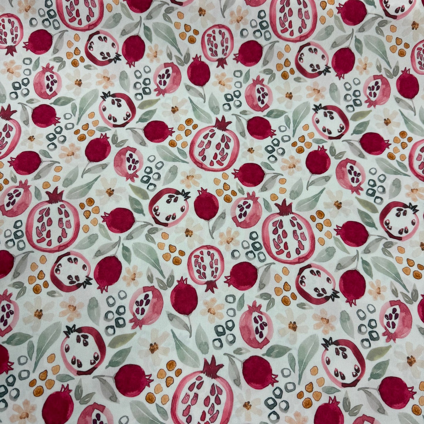 Painted Pomegranates on 1 mil PUL Fabric - Made in the USA