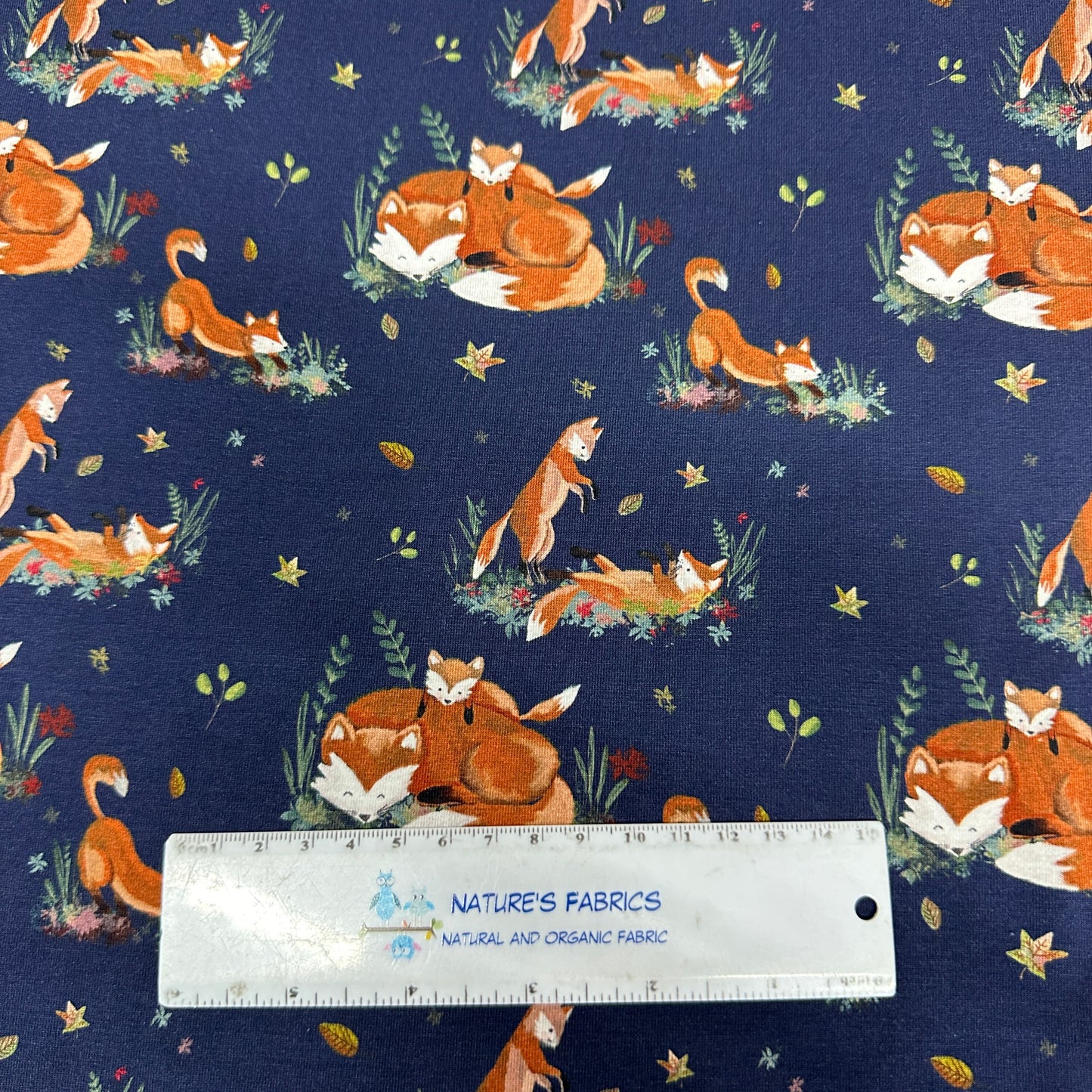 Playful Foxes on Bamboo/Spandex Jersey Fabric