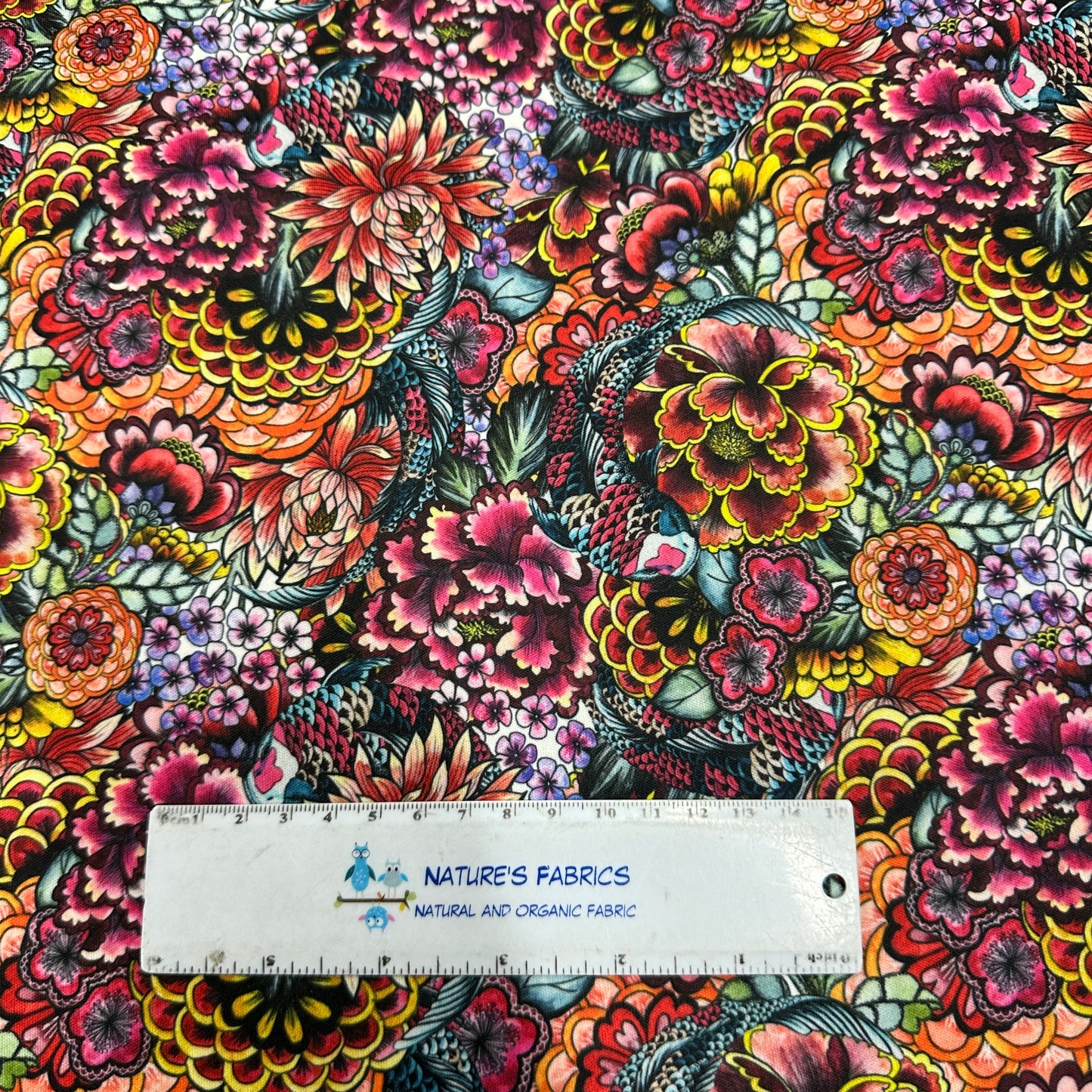 Orange Koi Garden 1 mil PUL Fabric - Made in the USA