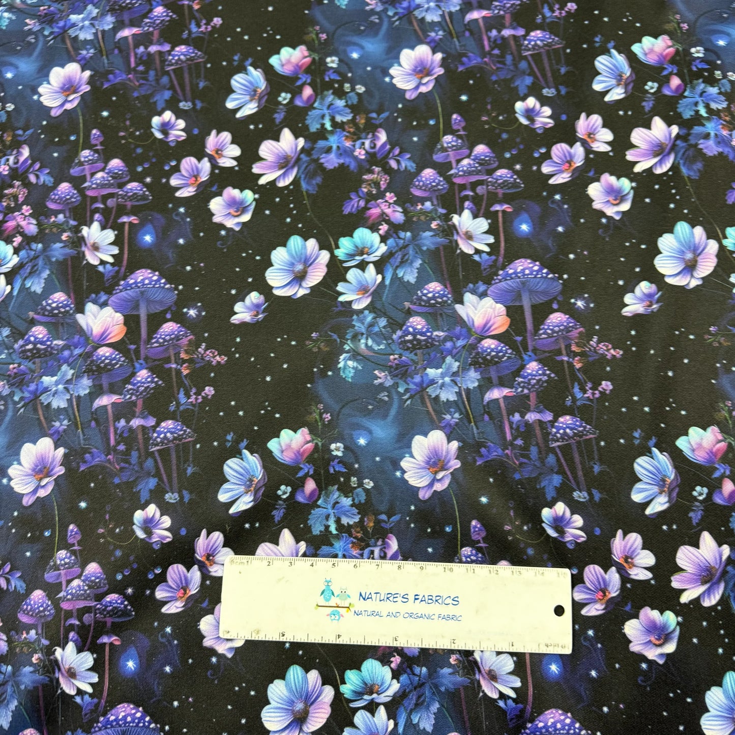 Purple Starry Mushroom 1 mil PUL Fabric - Made in the USA