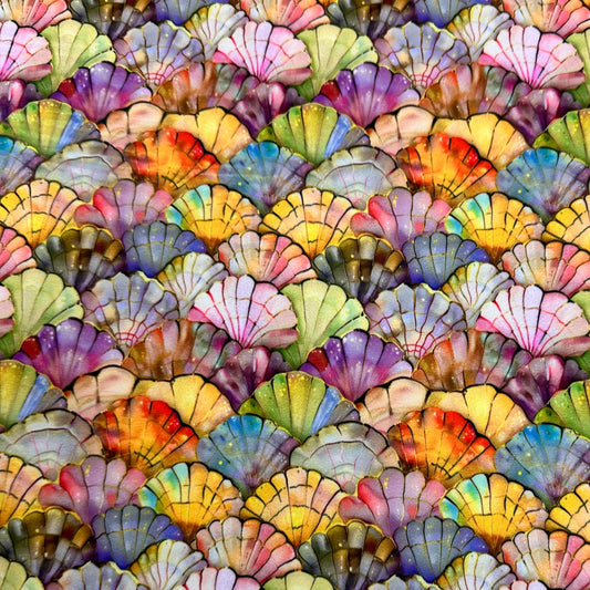 Iridescent Seashells 1 mil PUL Fabric - Made in the USA