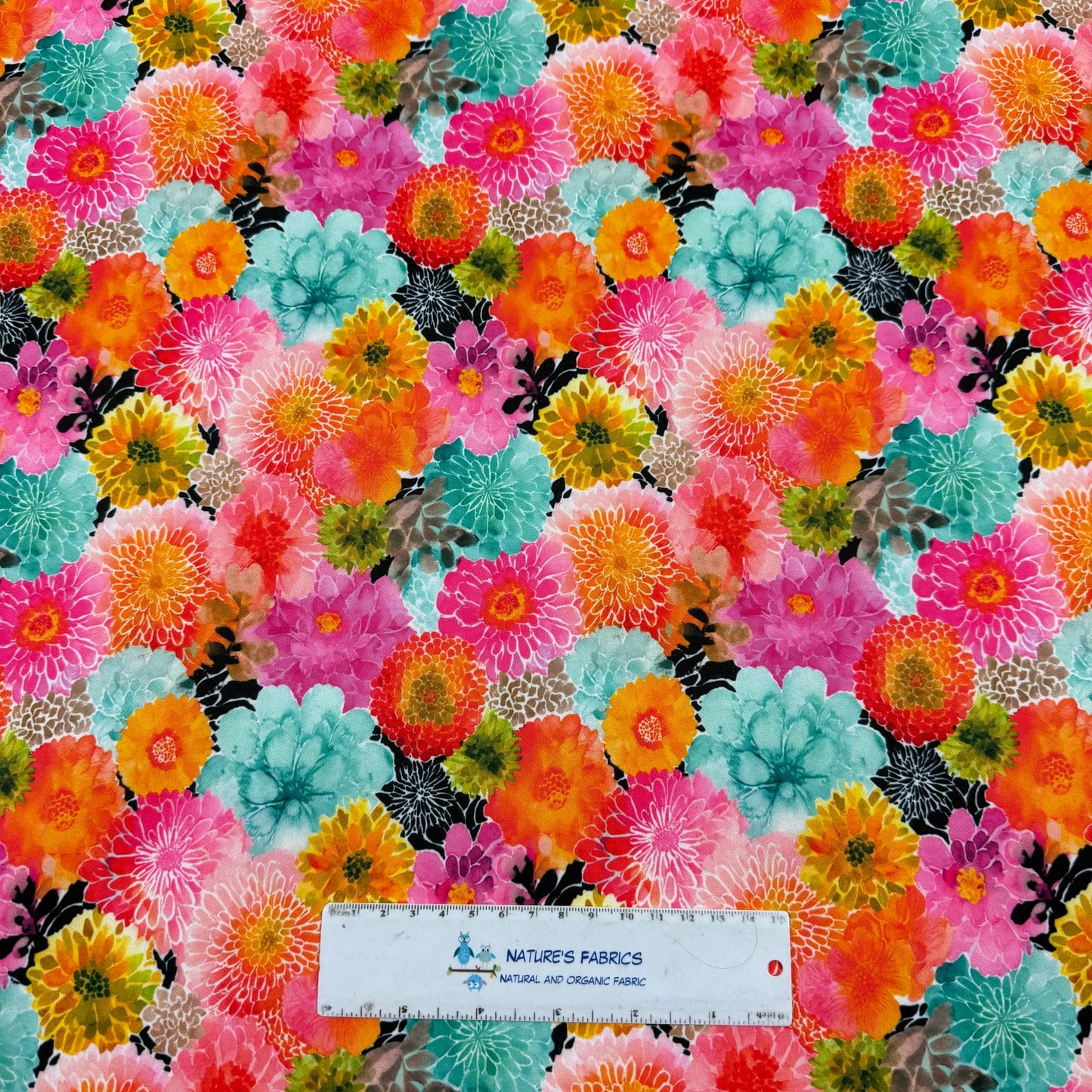 Vibrant Zinnias 1 mil PUL Fabric - Made in the USA