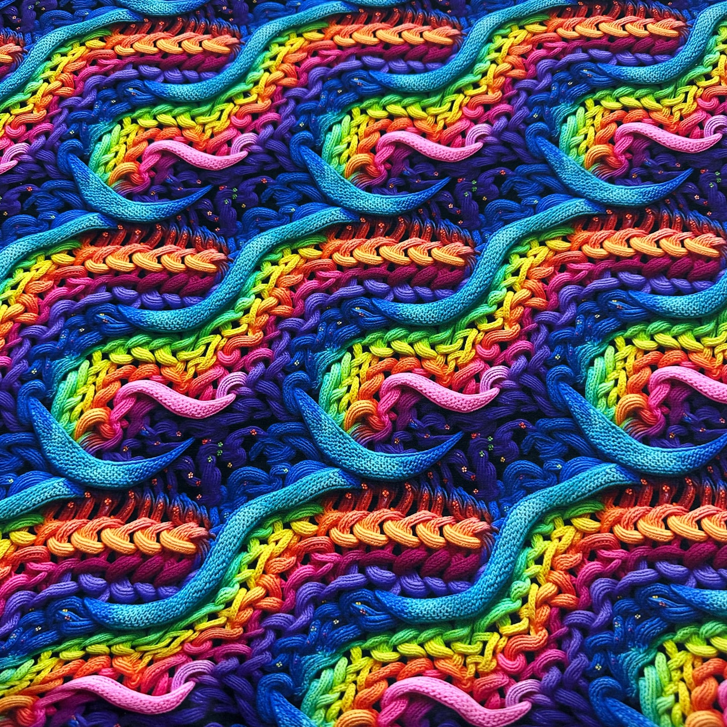 Knitted Rainbow on Bamboo/Spandex Jersey Fabric