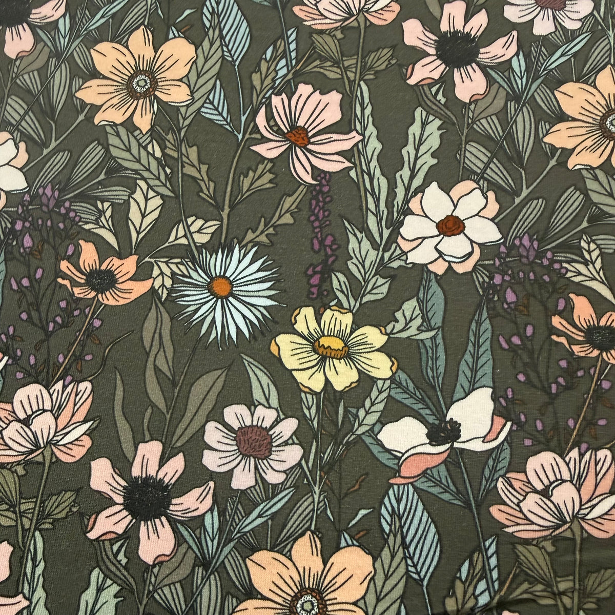 Wildflower Field on Dusk Organic Cotton/Spandex Jersey Fabric