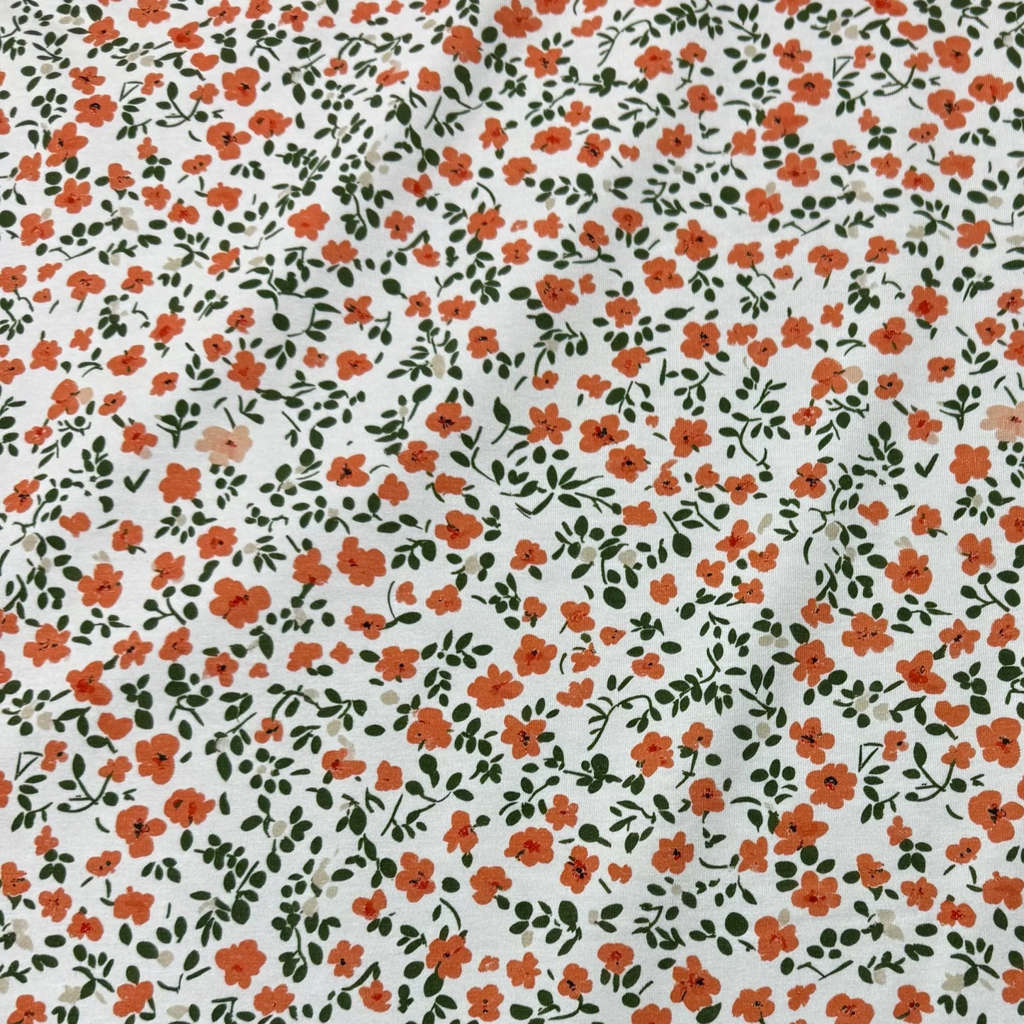 Vintage Floral on Cream Bamboo/Spandex Jersey Fabric