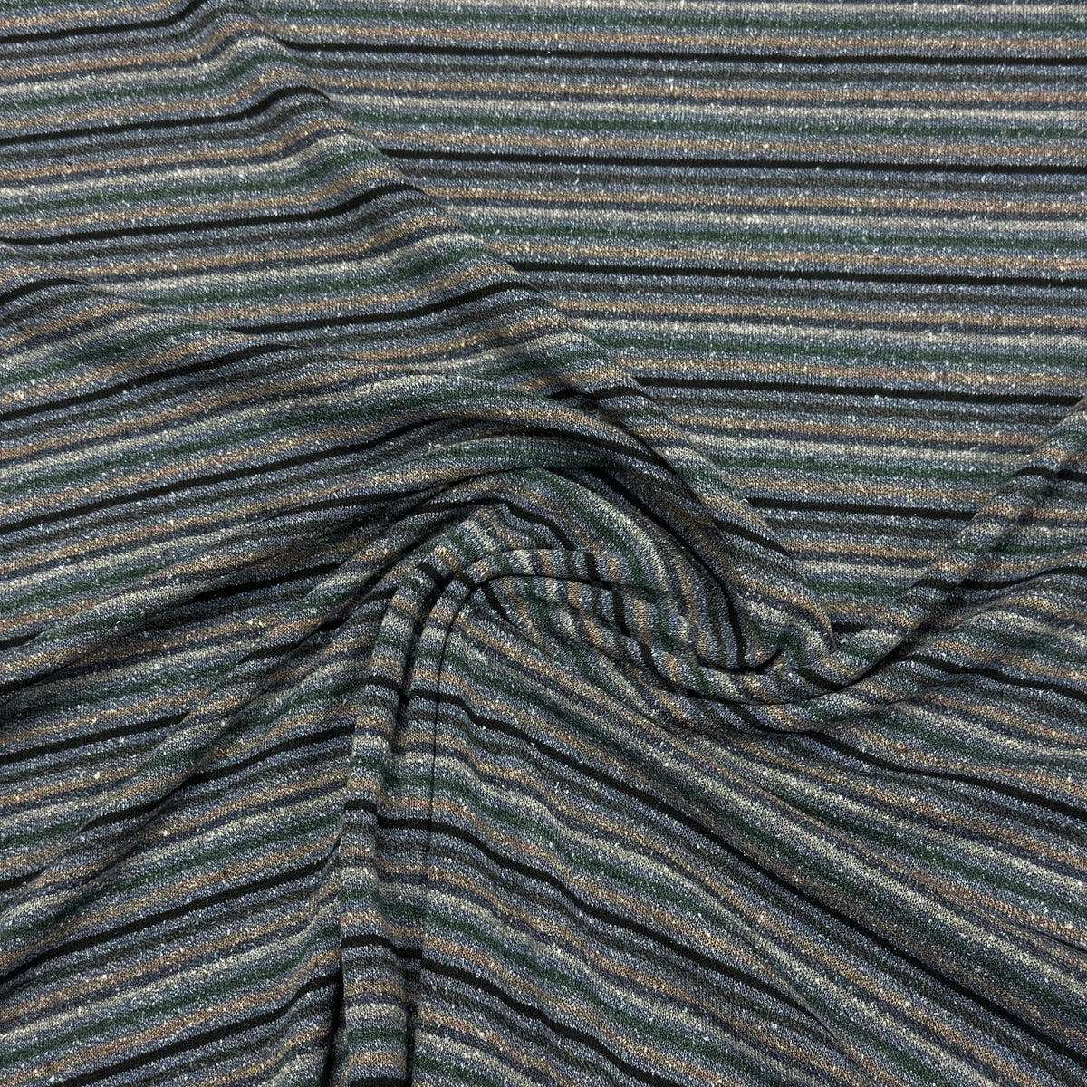 Shades of Blue Stripe Merino Wool Silk Jersey Fabric