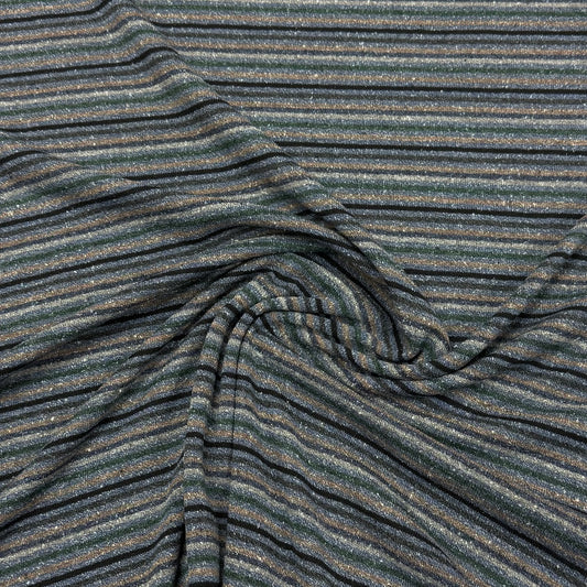 Shades of Blue Stripe Merino Wool Silk Jersey Fabric