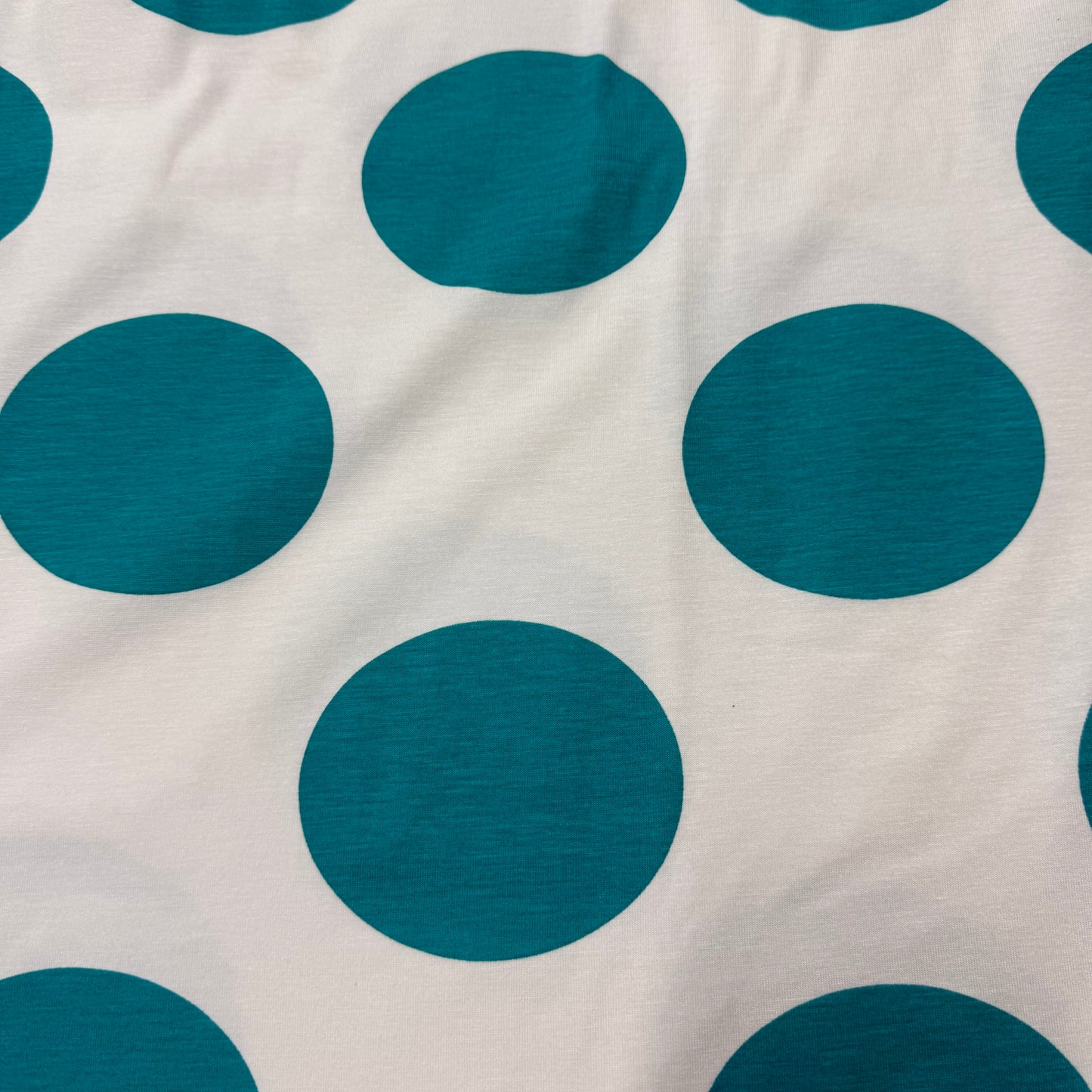 Large Turquoise Dots on Cotton/Spandex Jersey Fabric