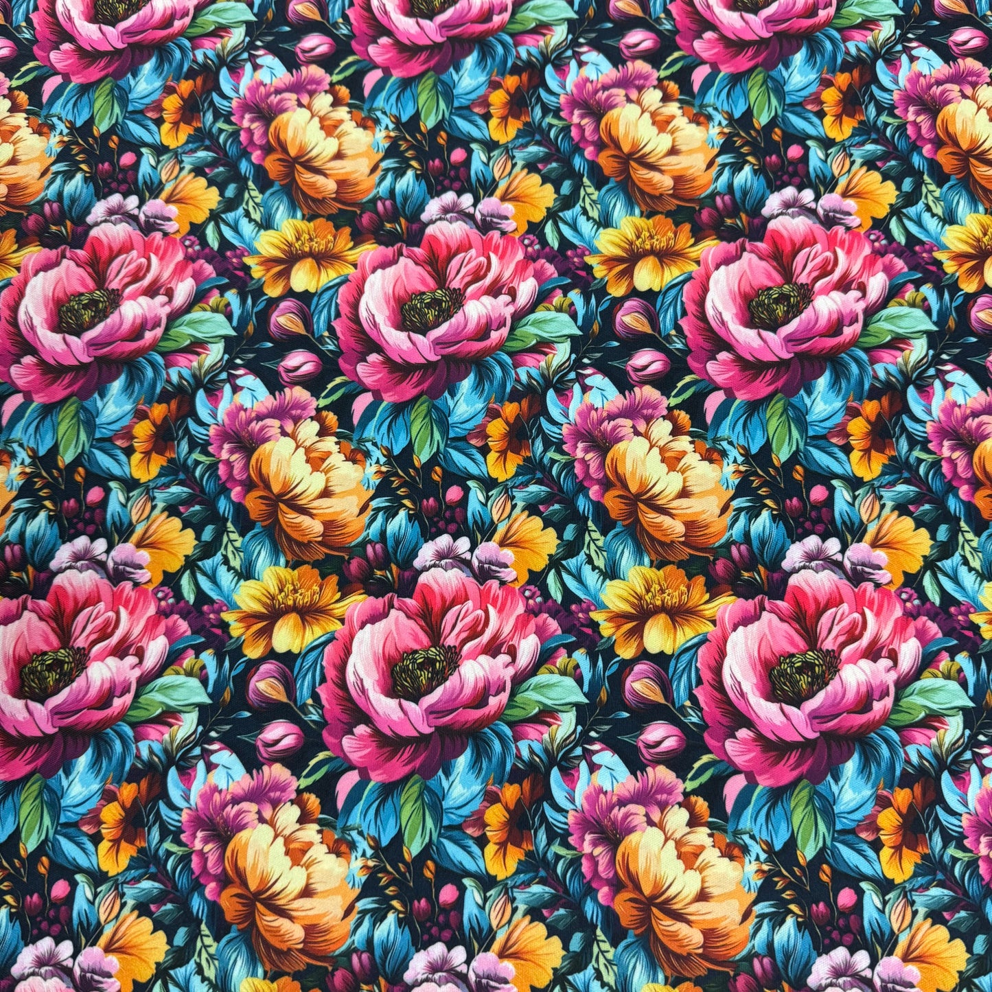Vibrant Peonies 1 mil PUL Fabric - Made in the USA