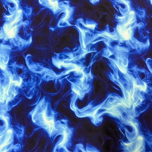 Nature's Fabrics blue and white flame pattern fabric