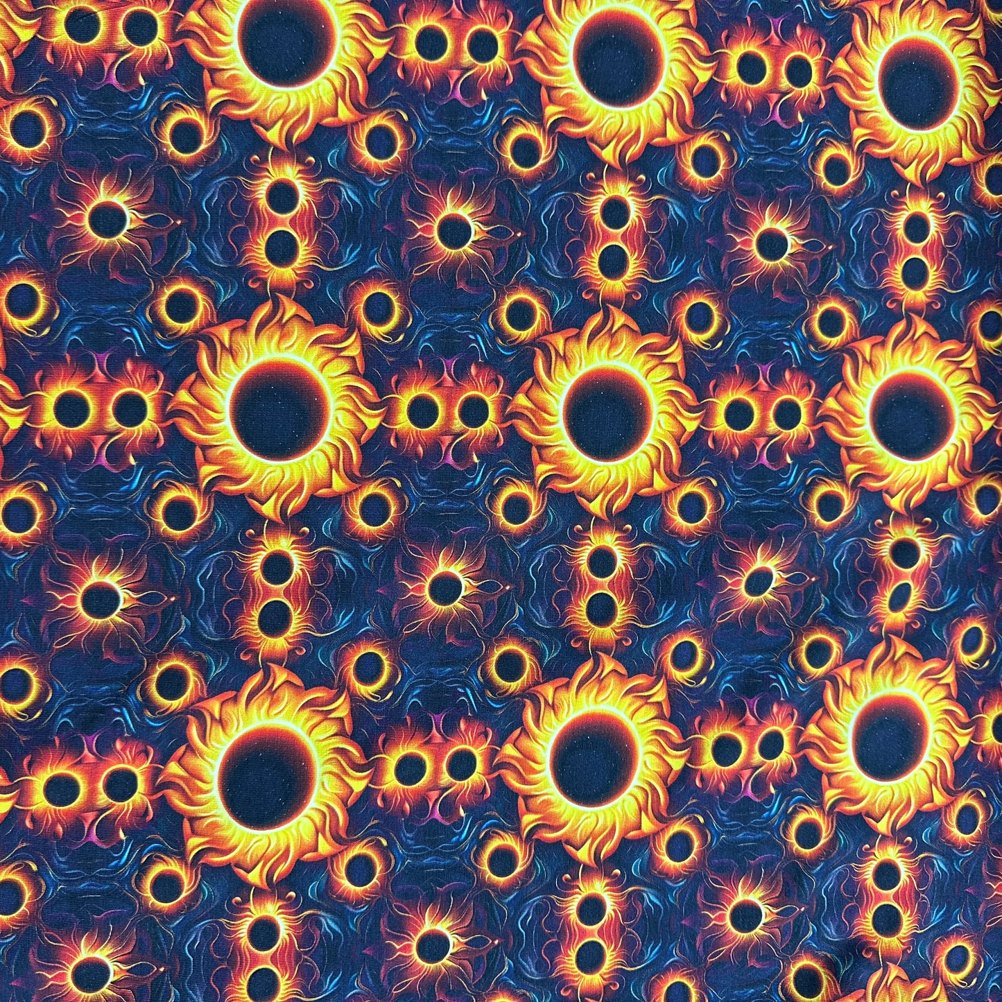 Total Solar Eclipse Flower on Bamboo/Spandex Jersey Fabric