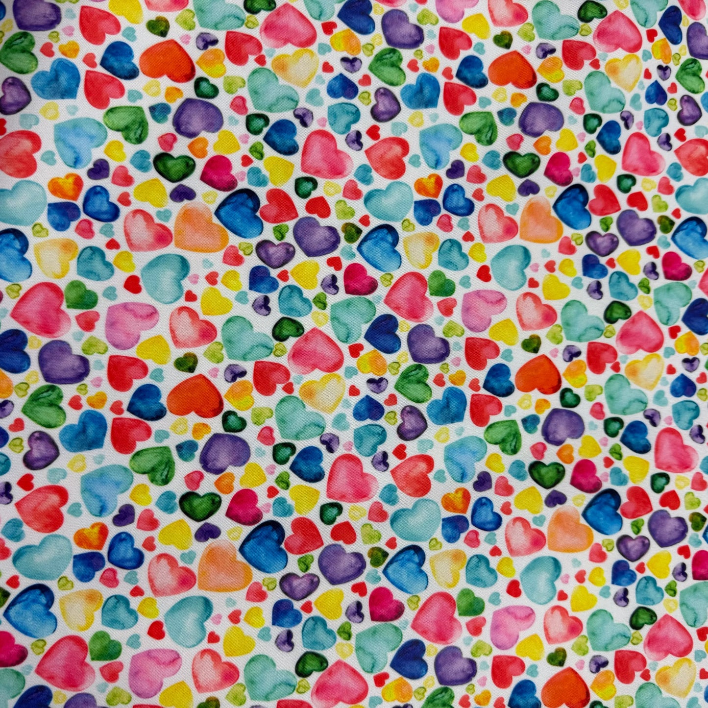 Rainbow Heart Toss 1 mil PUL Fabric - Made in the USA