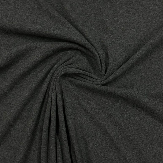 Charcoal Heather Cotton/Spandex Rib Knit Fabric