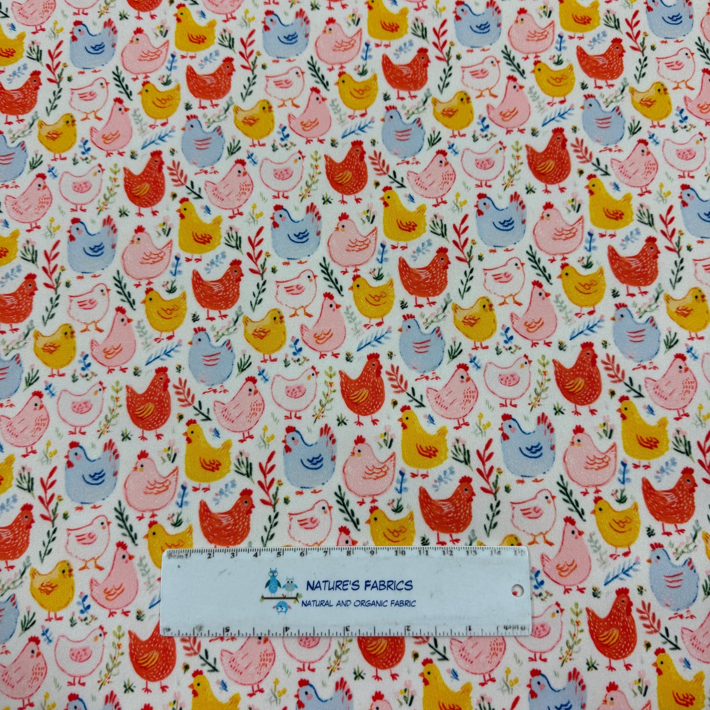 Pastel Chickens 1 mil PUL Fabric - Made in the USA