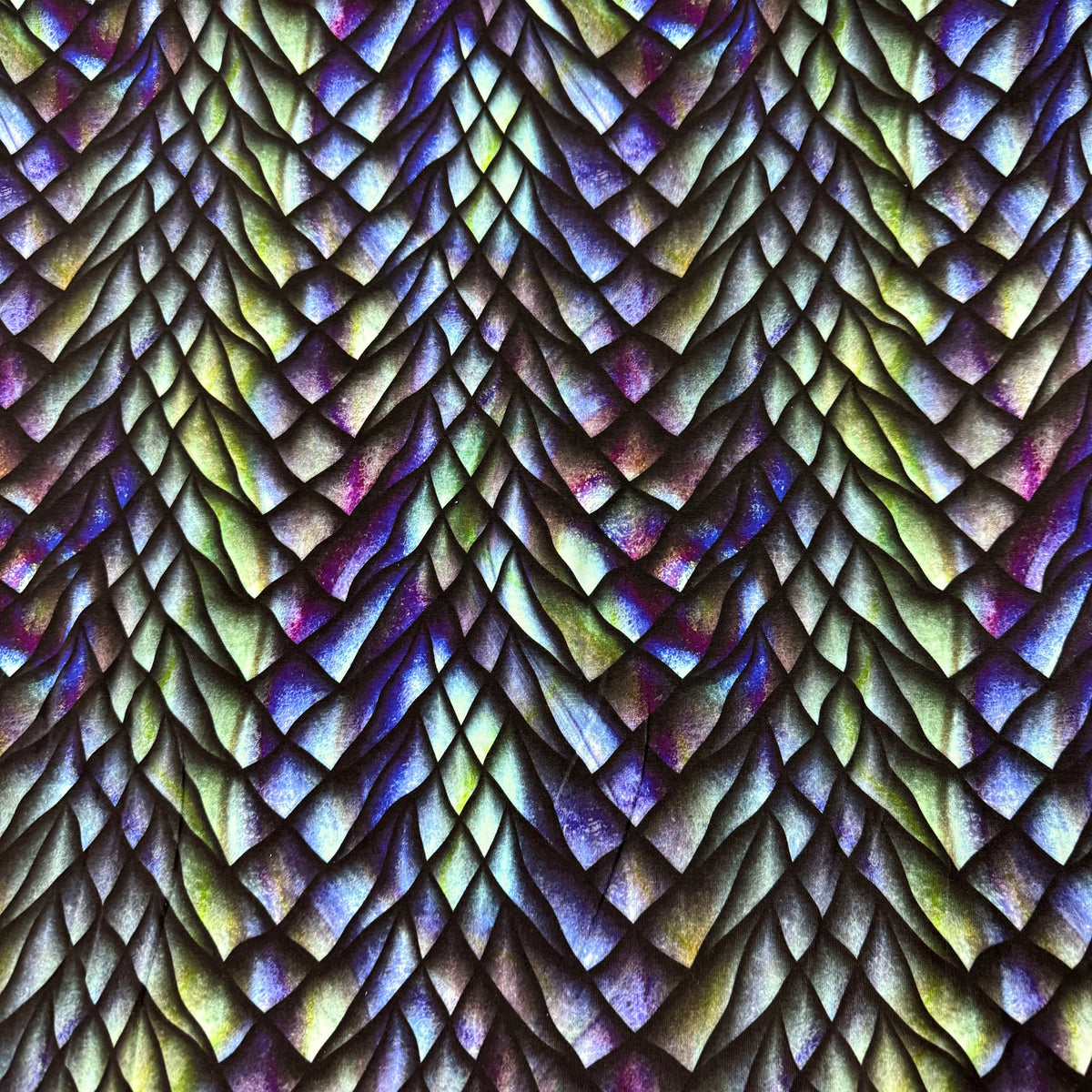 Purple and Green Dragon Scales Bamboo/Spandex Jersey Fabric