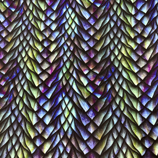 Iridescent multicolored scale pattern fabric from Nature's Fabrics