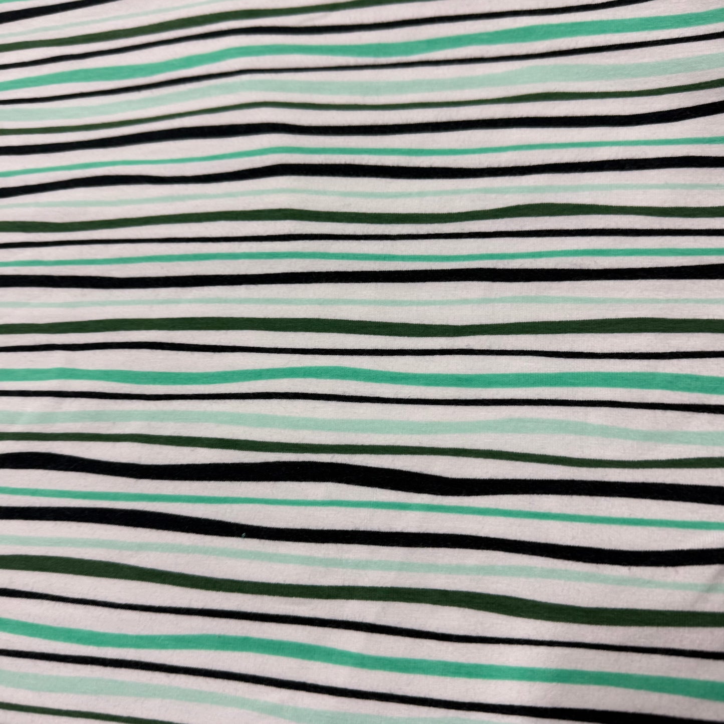 Green Shell Stripe on Cotton/Spandex Jersey Fabric