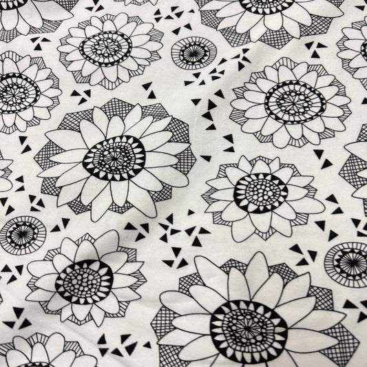 Lume on White Organic Cotton/Spandex Jersey Fabric